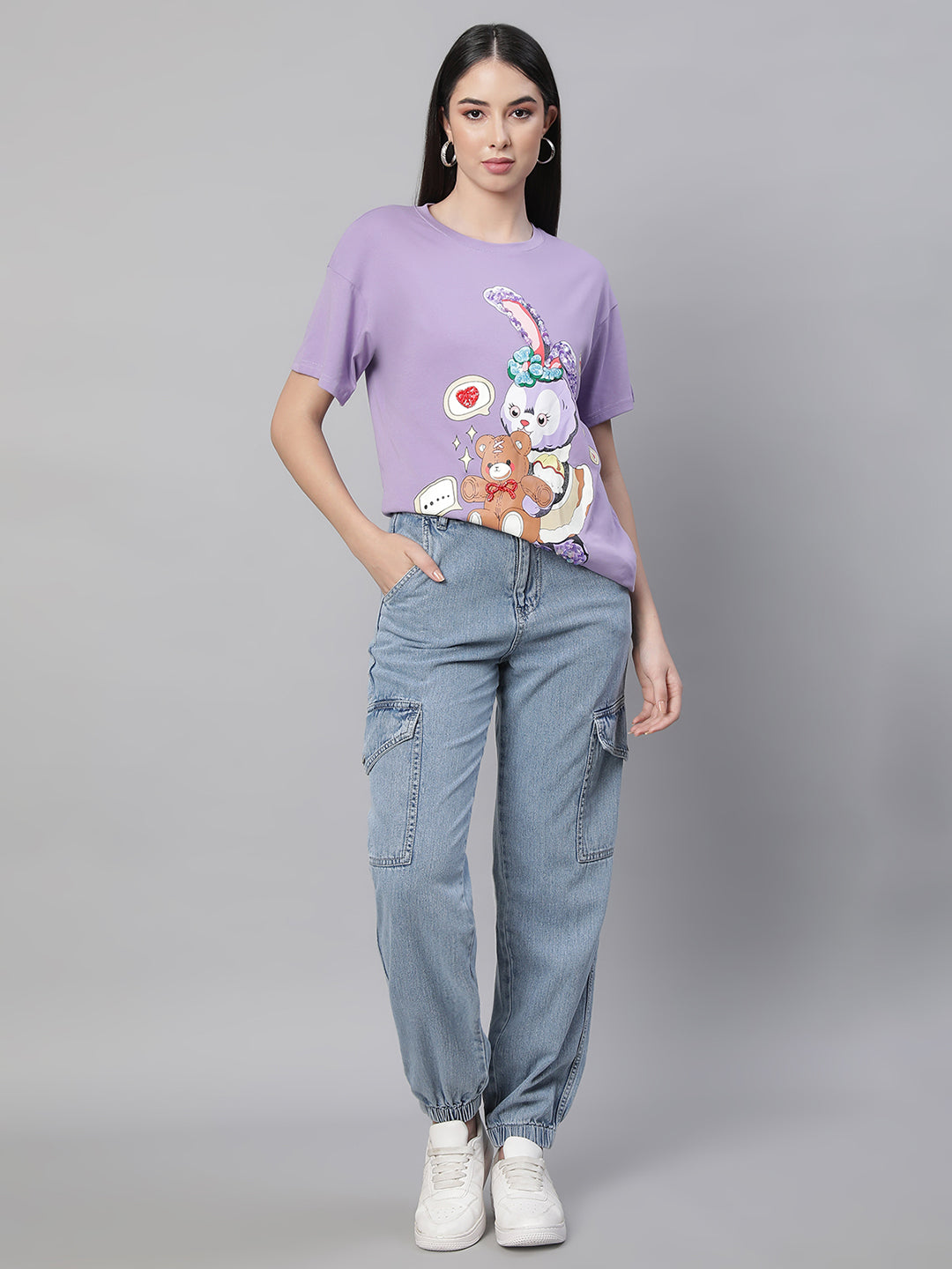Purple Round Neck Printed Top - Global Republic
