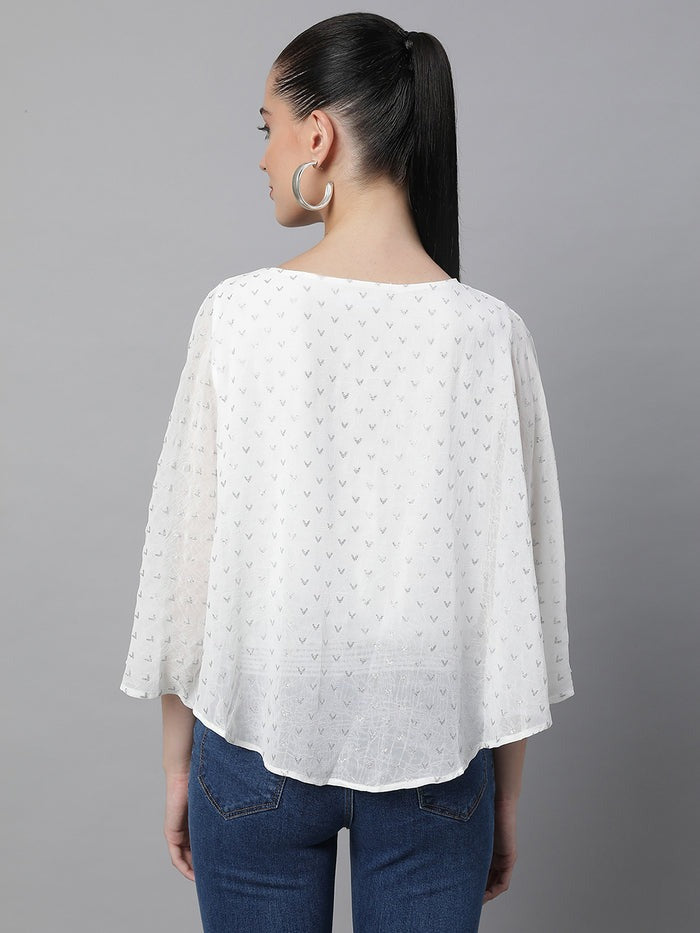 Yellow Flared Sleeves Printed Crop Top - Global Republic