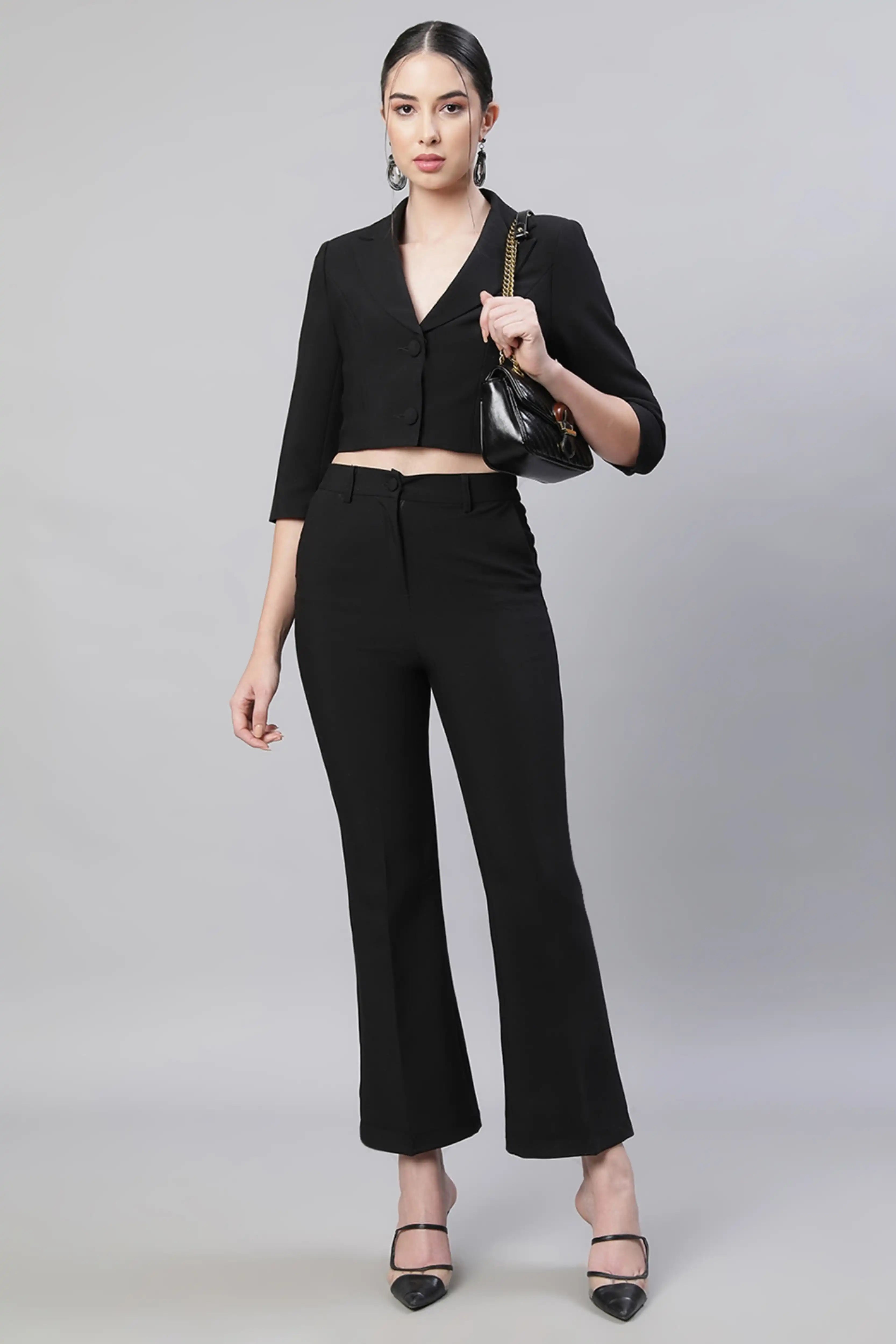 Black Cropped Co-ord Set