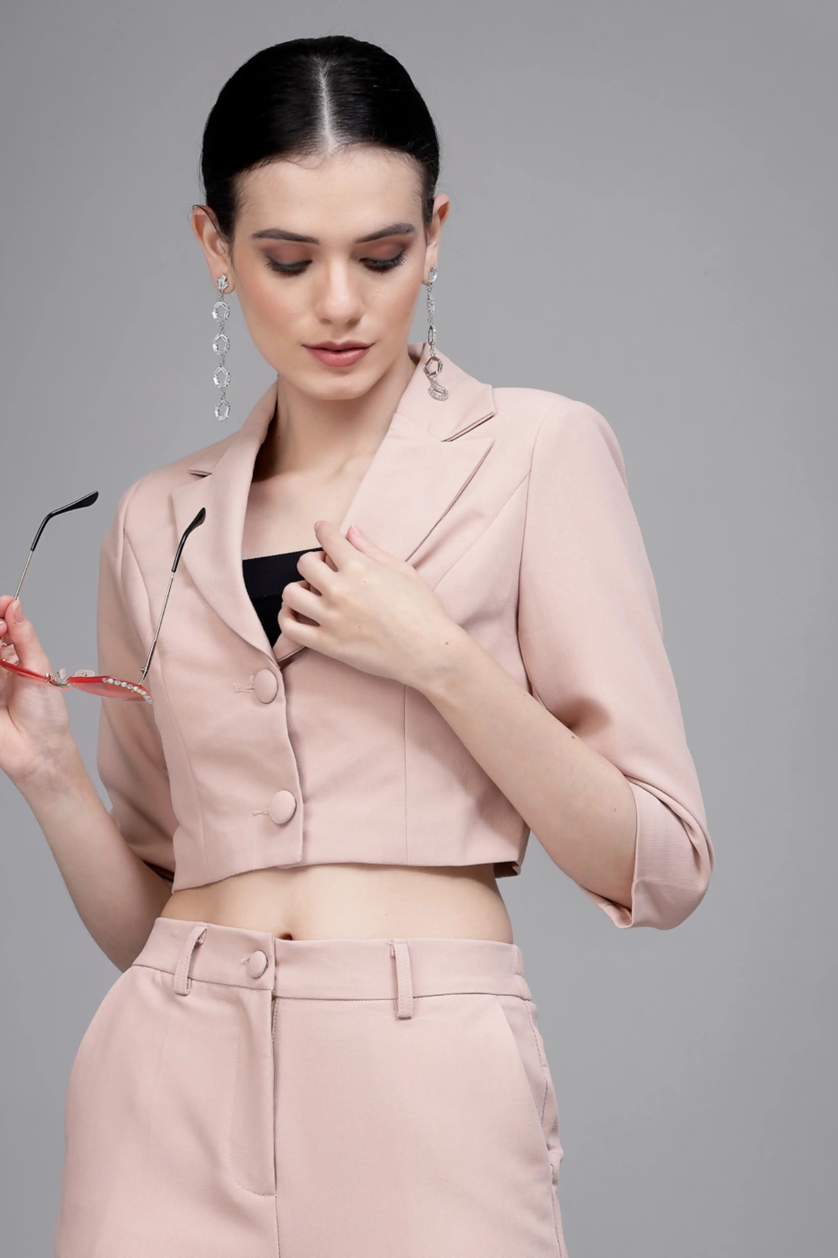 Women Stark Blush Blazer Neck Co-ord Set