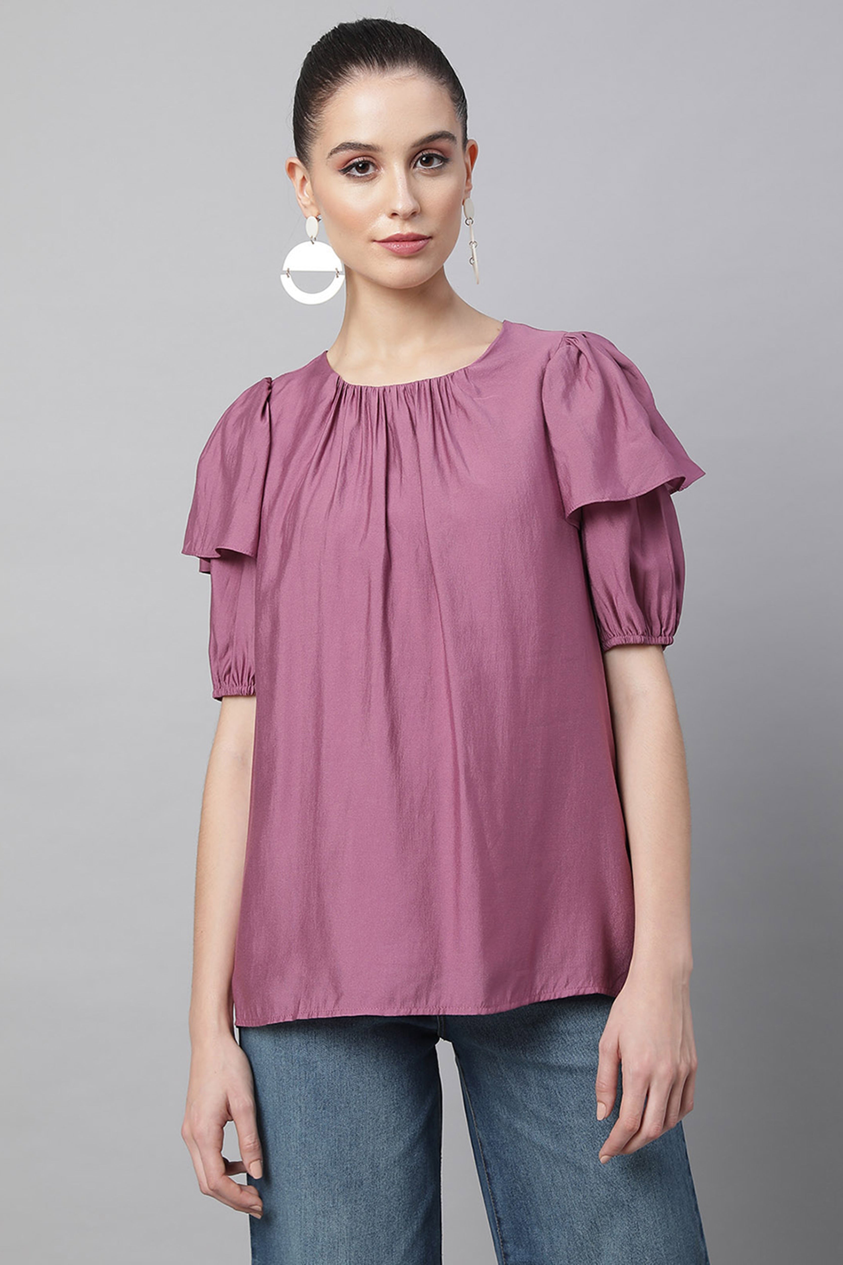 Half Sleeves Rayon Blouson Top