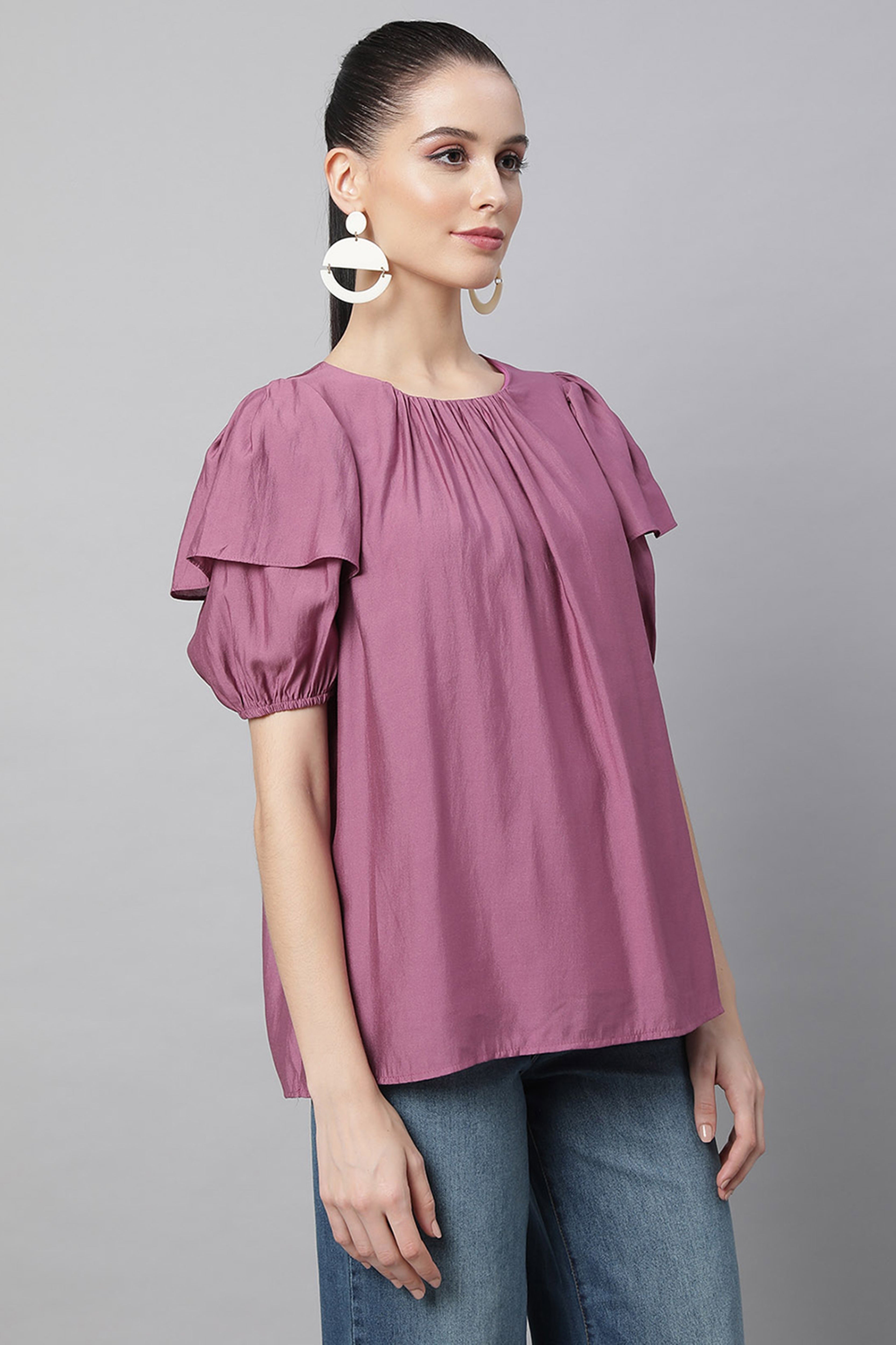 Half Sleeves Rayon Blouson Top