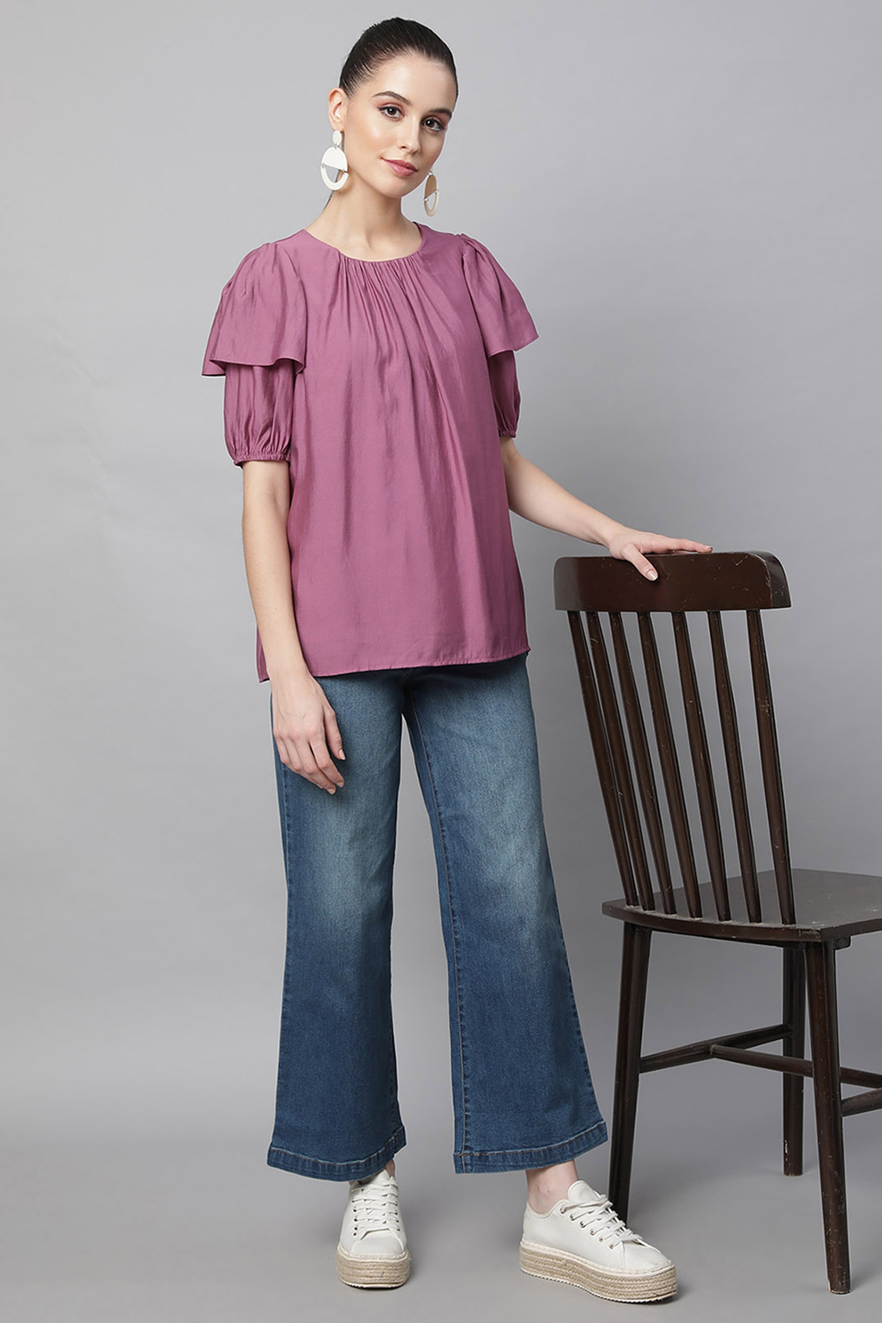 Half Sleeves Rayon Blouson Top