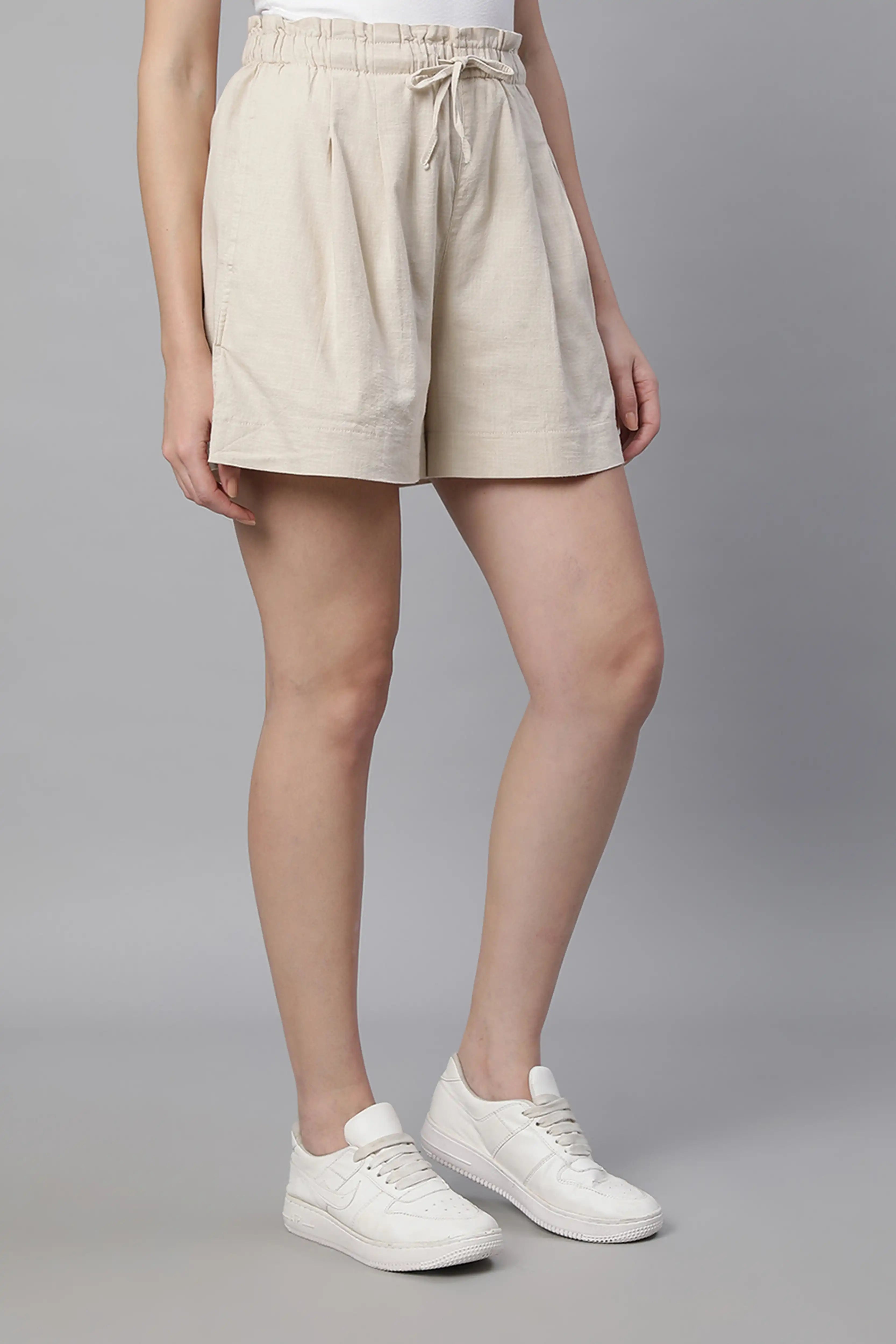 Natural Linen Blend Relaxed Shorts