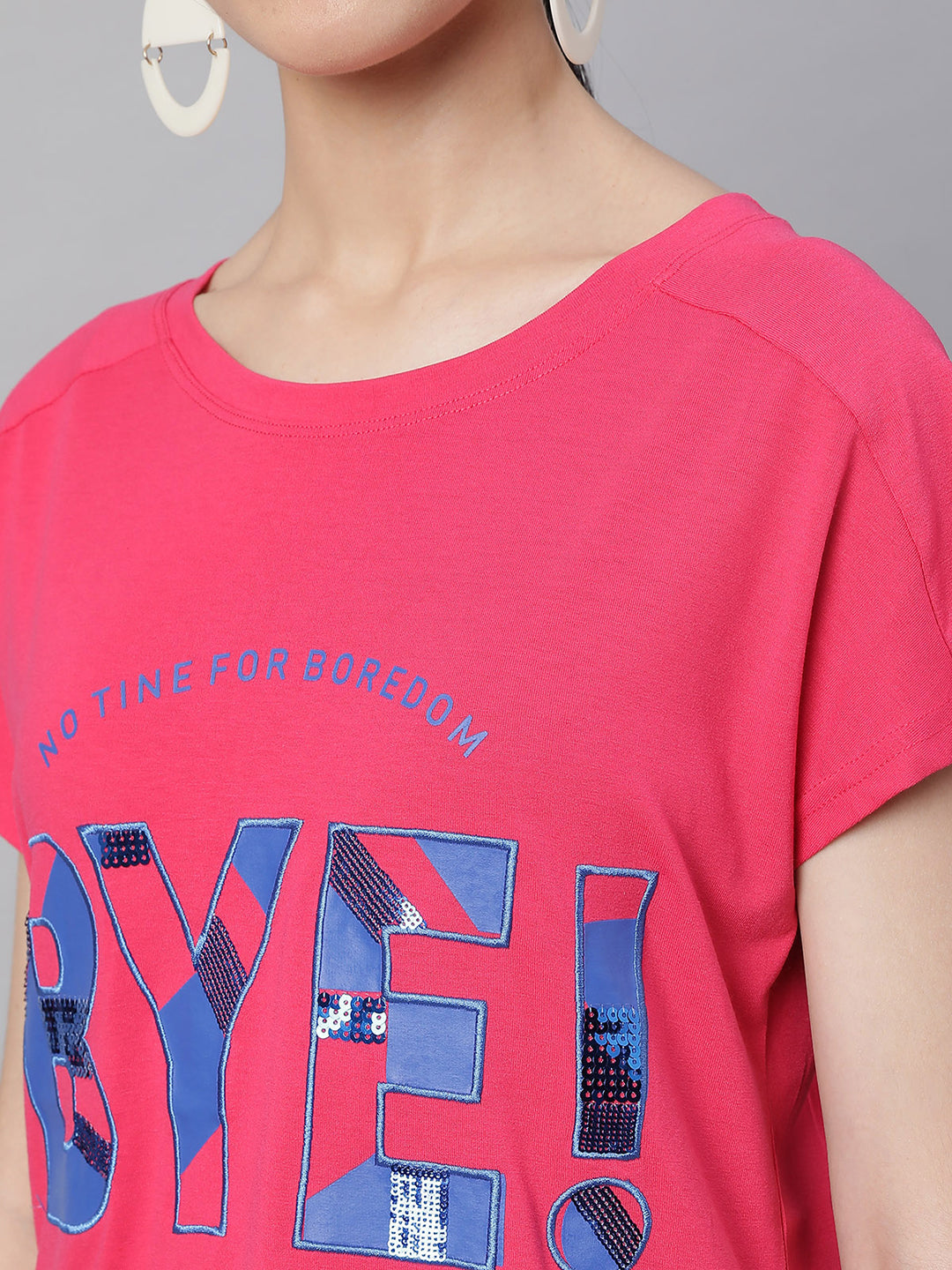 Red Printed Loose Cotton T-Shirt - Global Republic