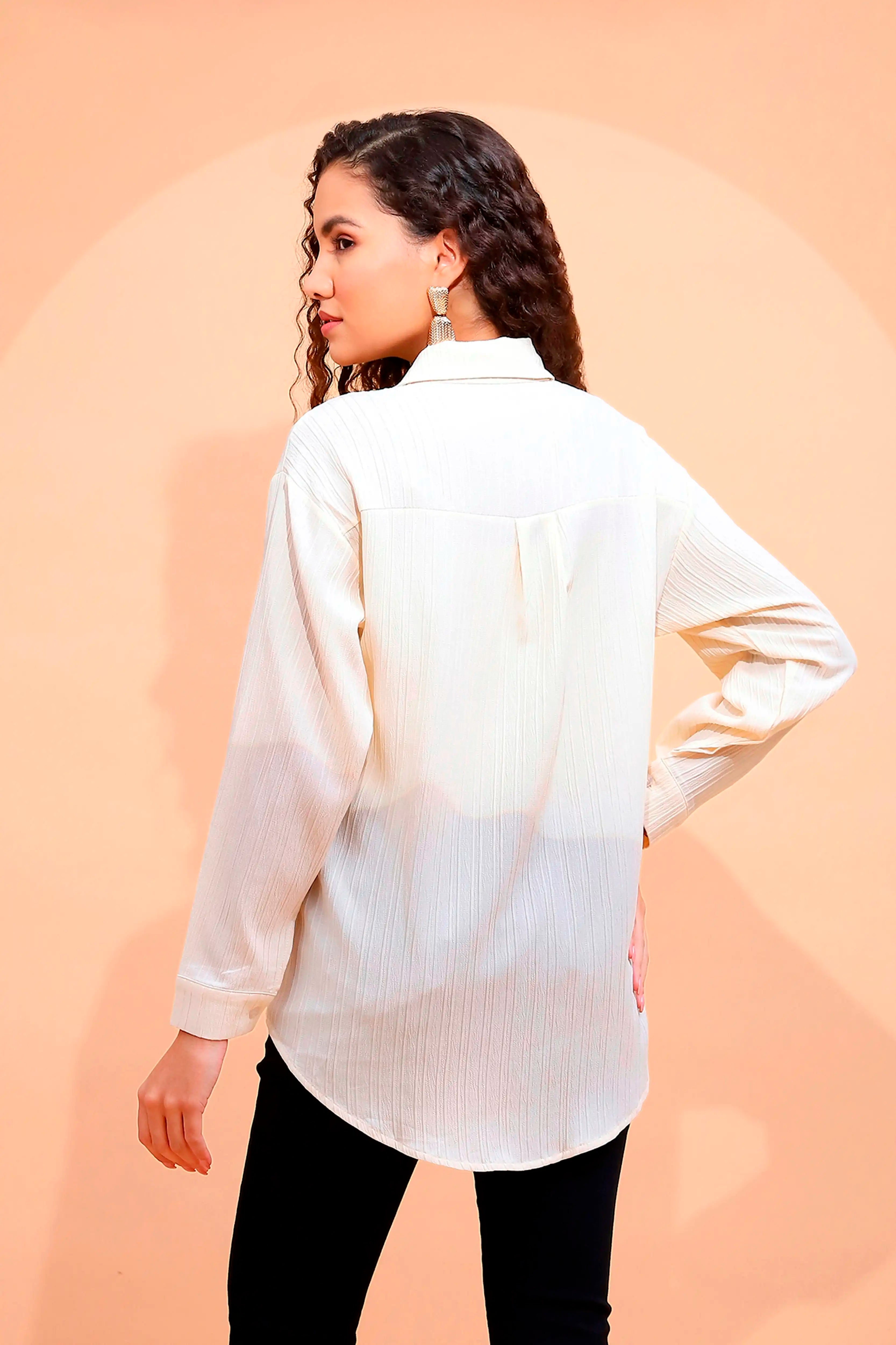 White Textured cotton Shirt