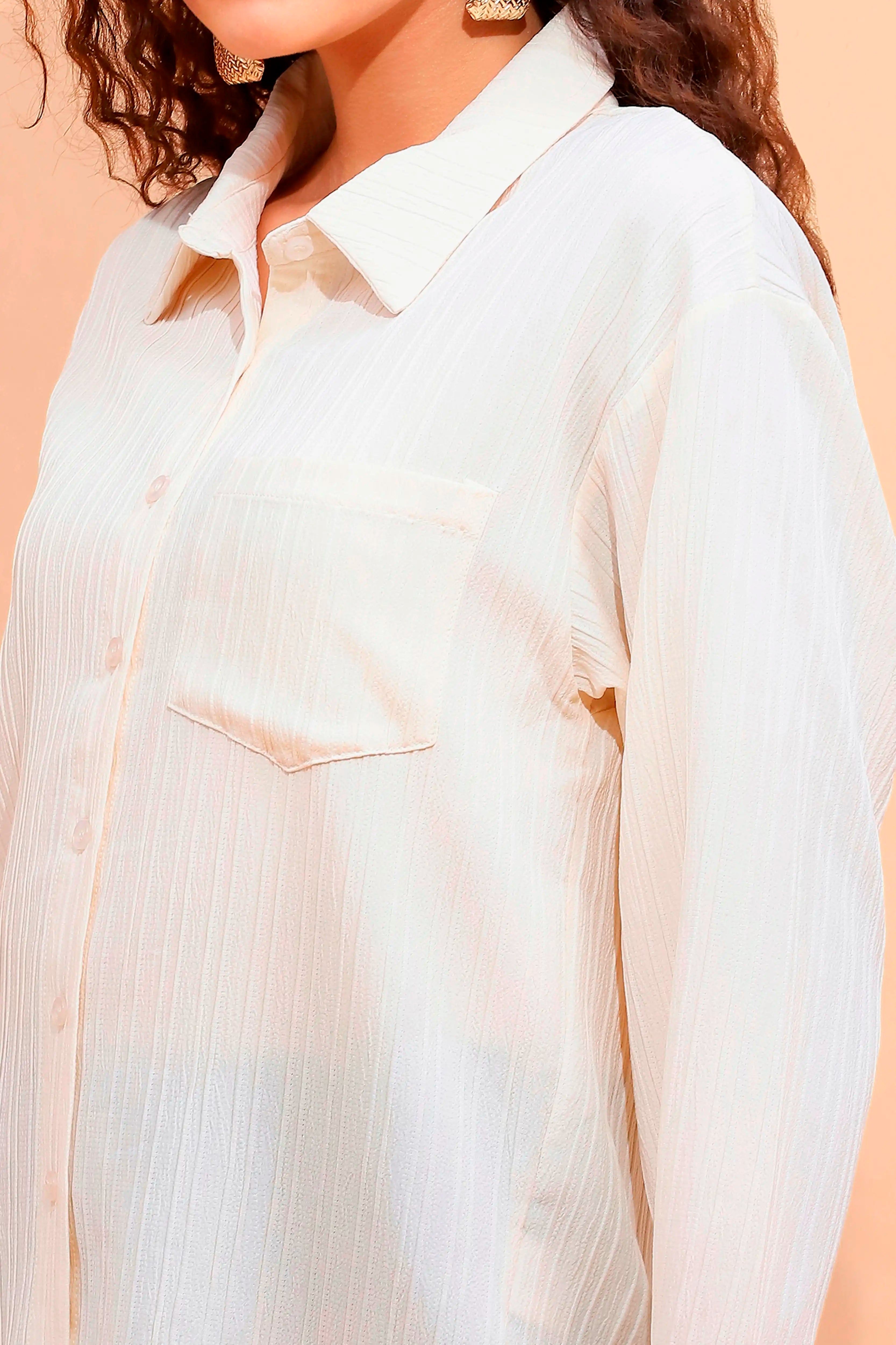 White Textured cotton Shirt