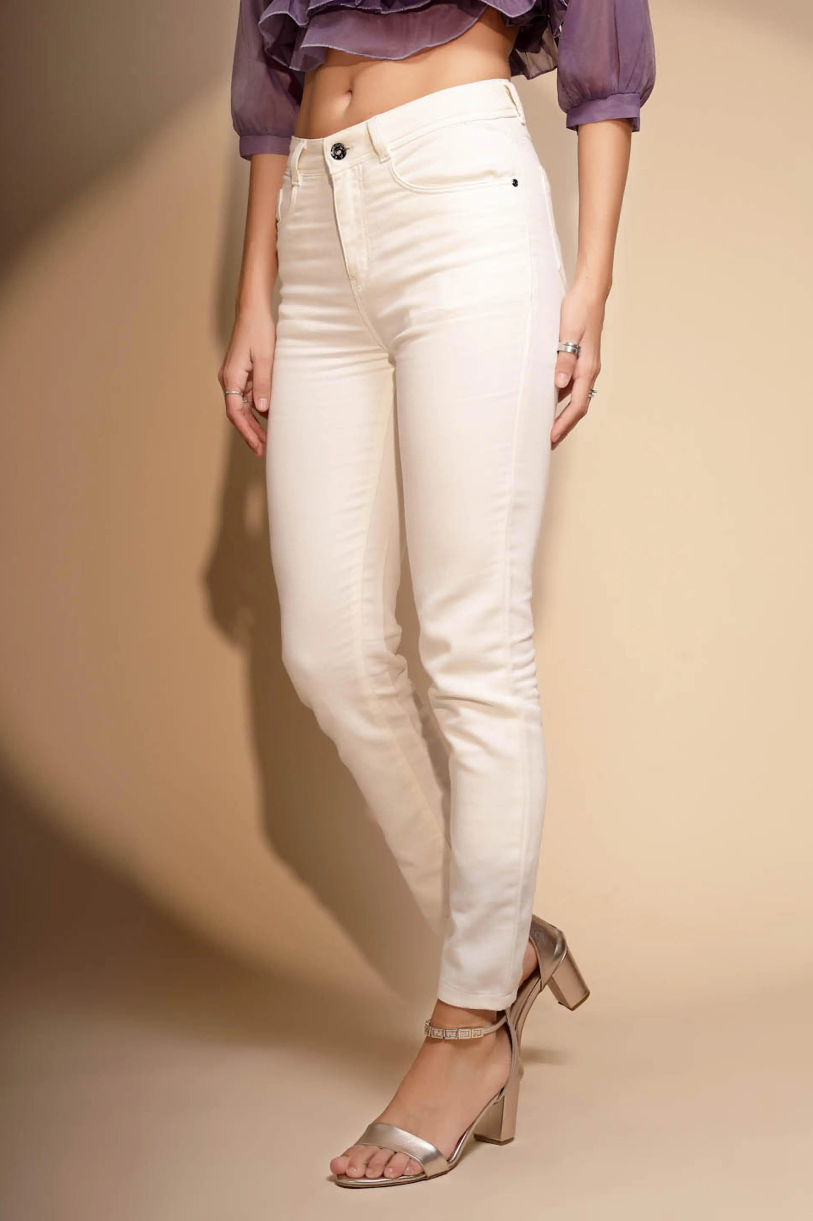 White High Rise Slim Fit Jeans