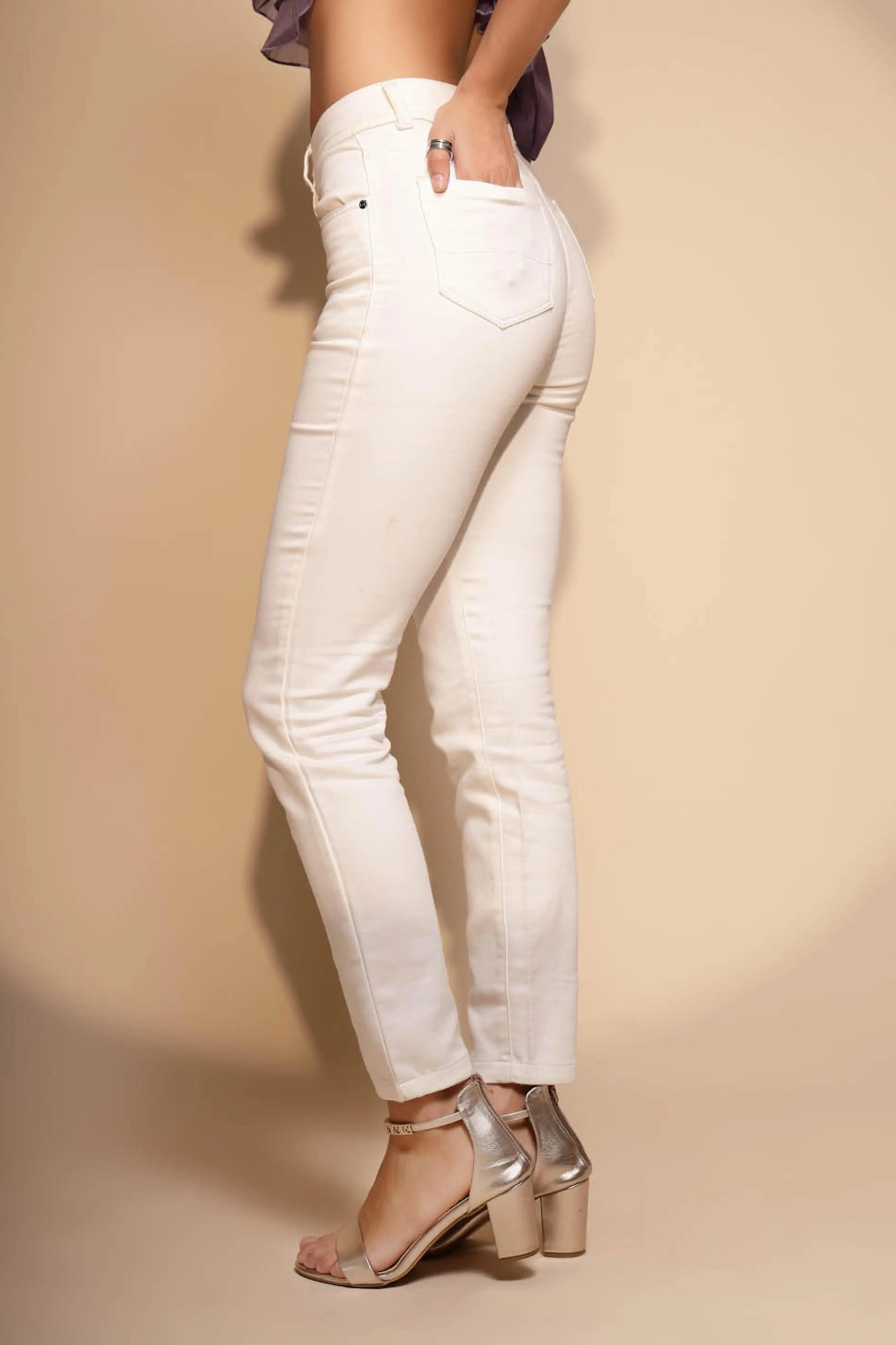 White High Rise Slim Fit Jeans