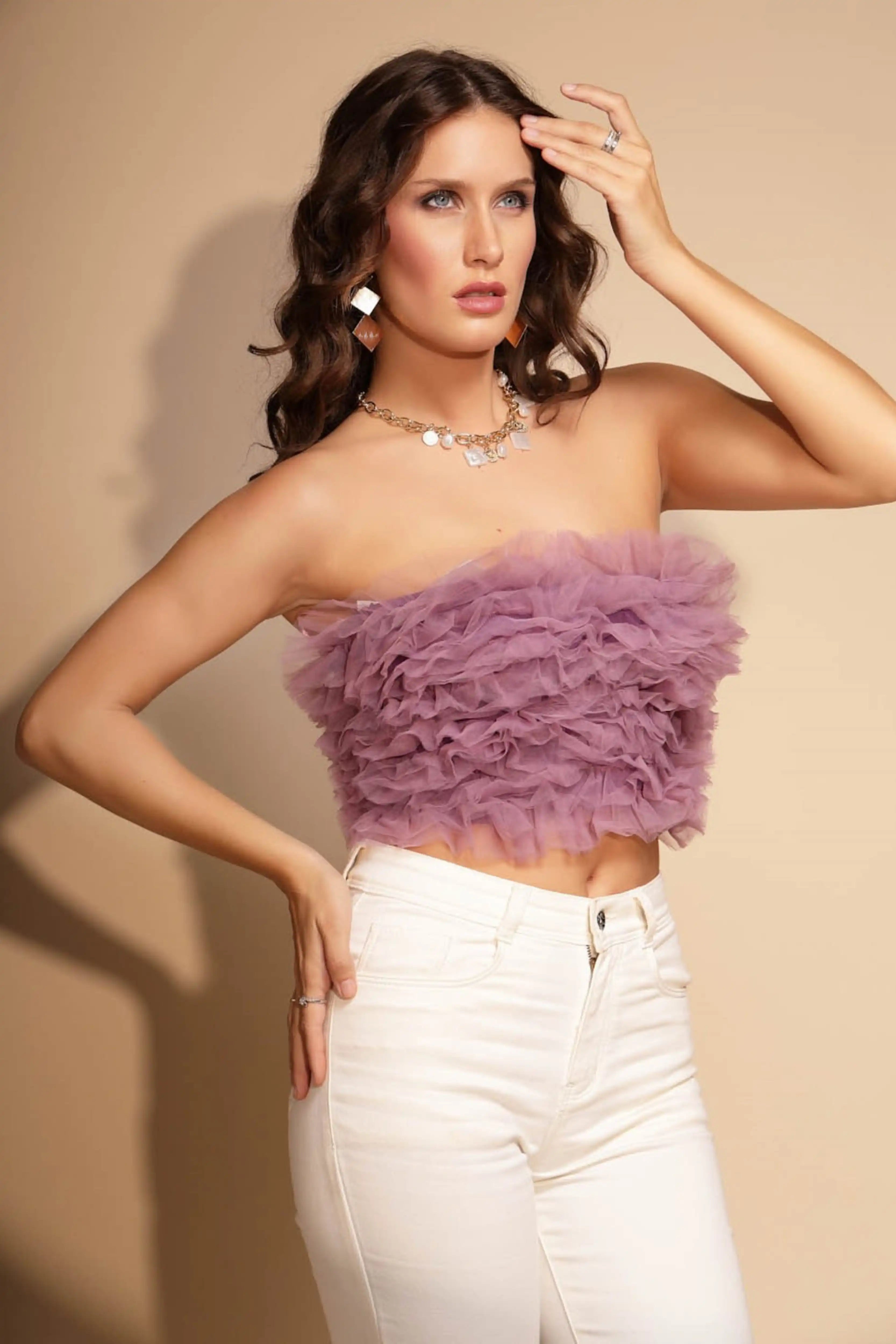 Purple Sleeveless Hosiery Tube Top