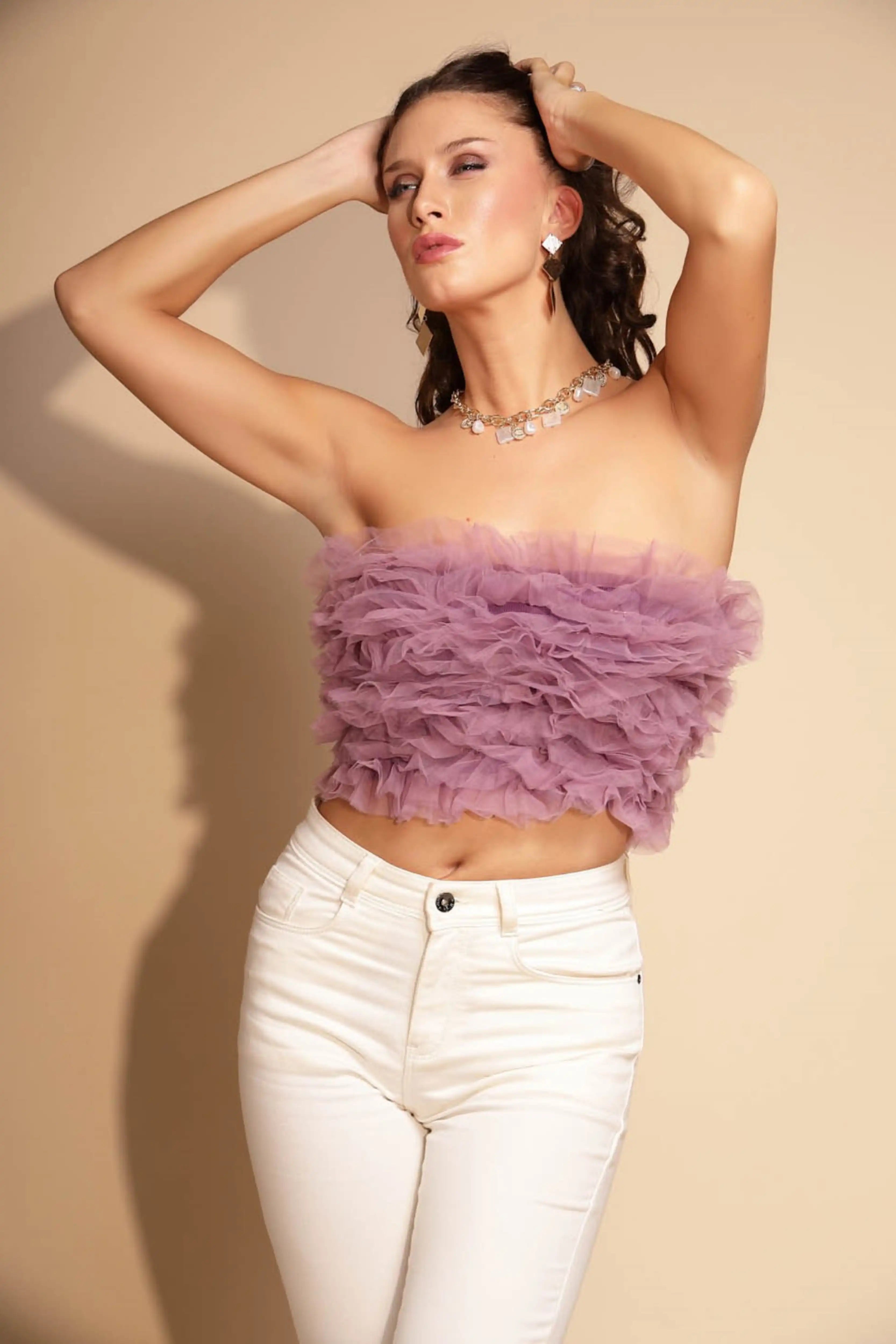 Purple Sleeveless Hosiery Tube Top