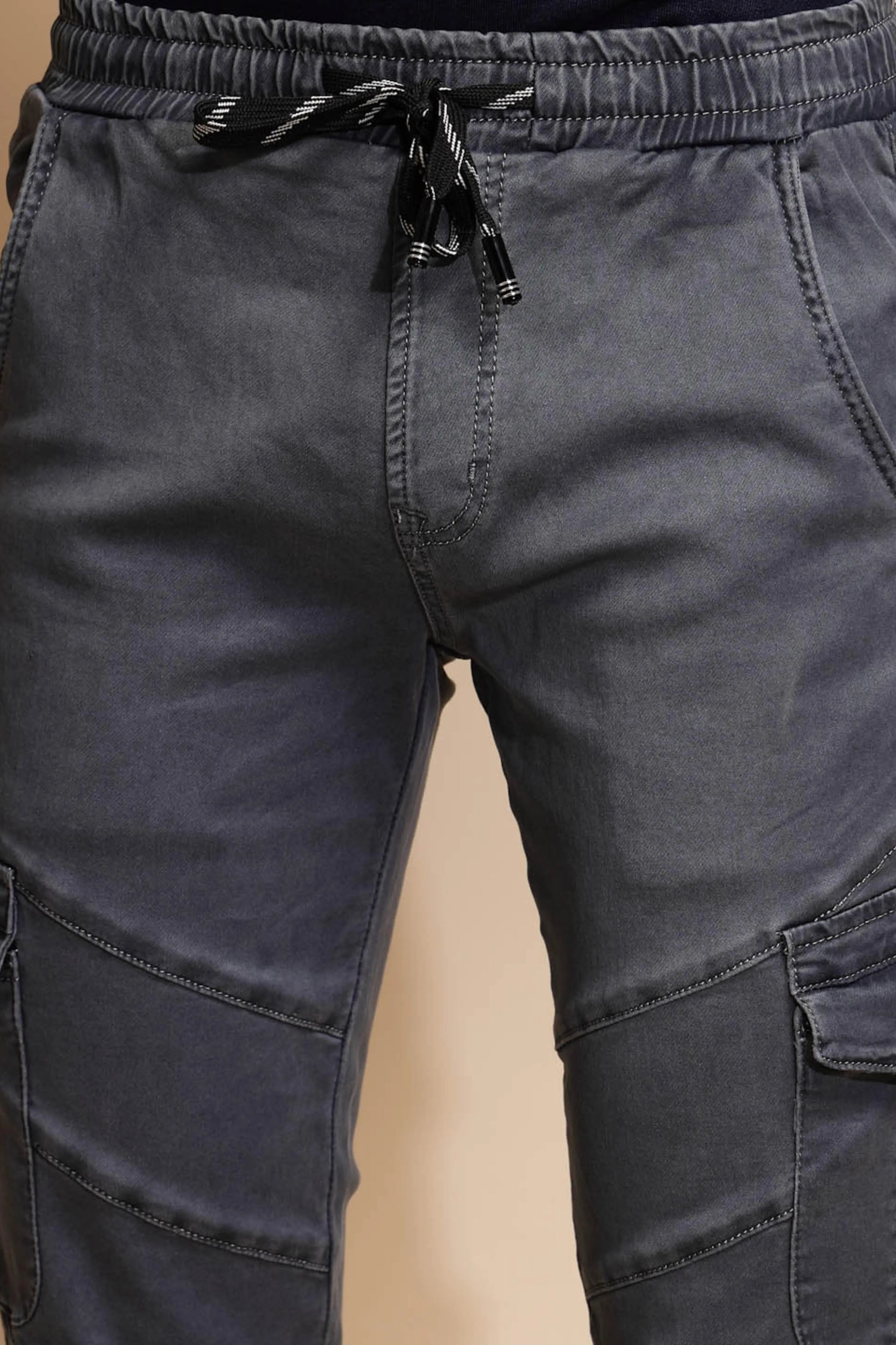 Grey Mid Rise Cotton Blend Jogger - Global Republic