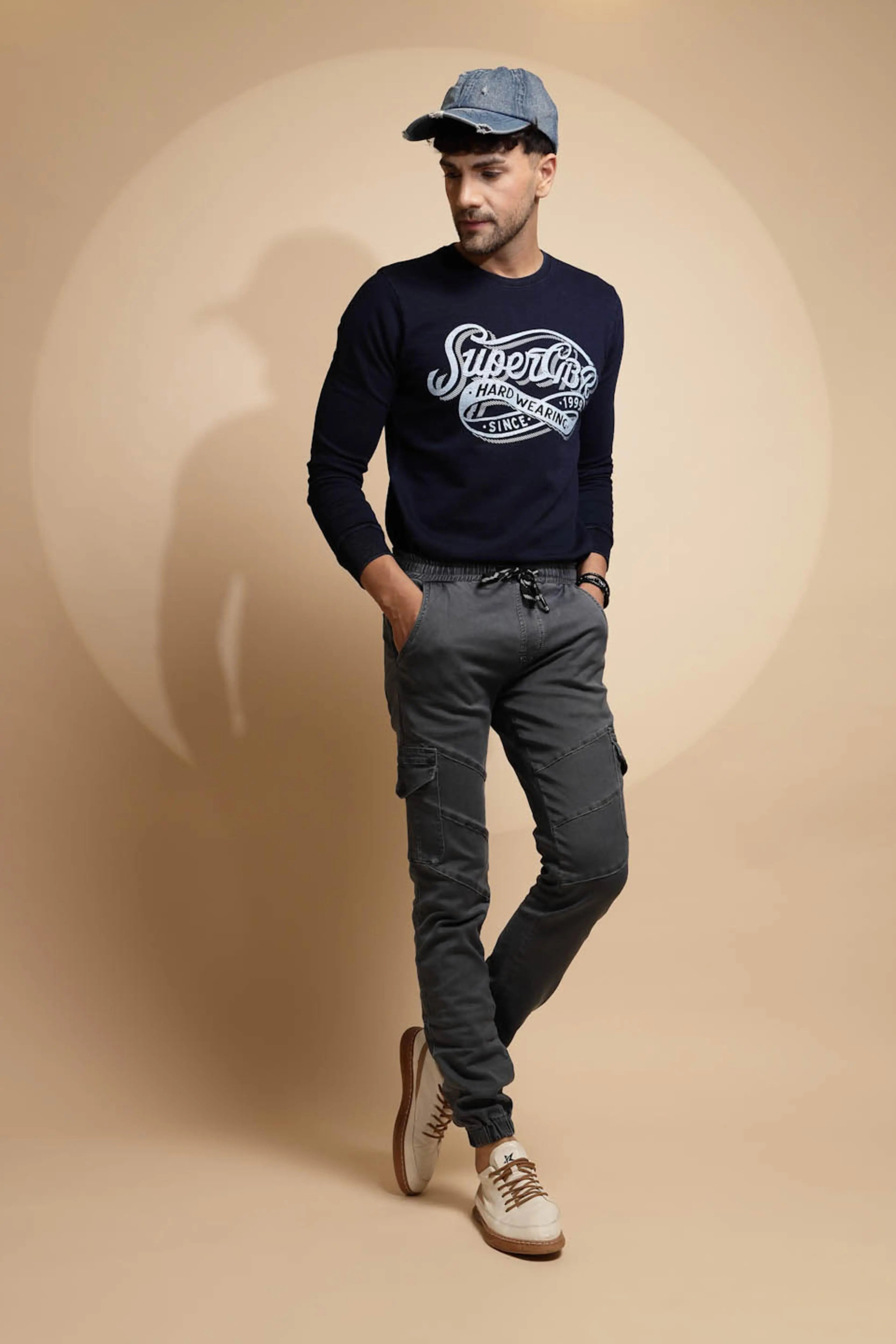 Grey Mid Rise Cotton Blend Jogger - Global Republic