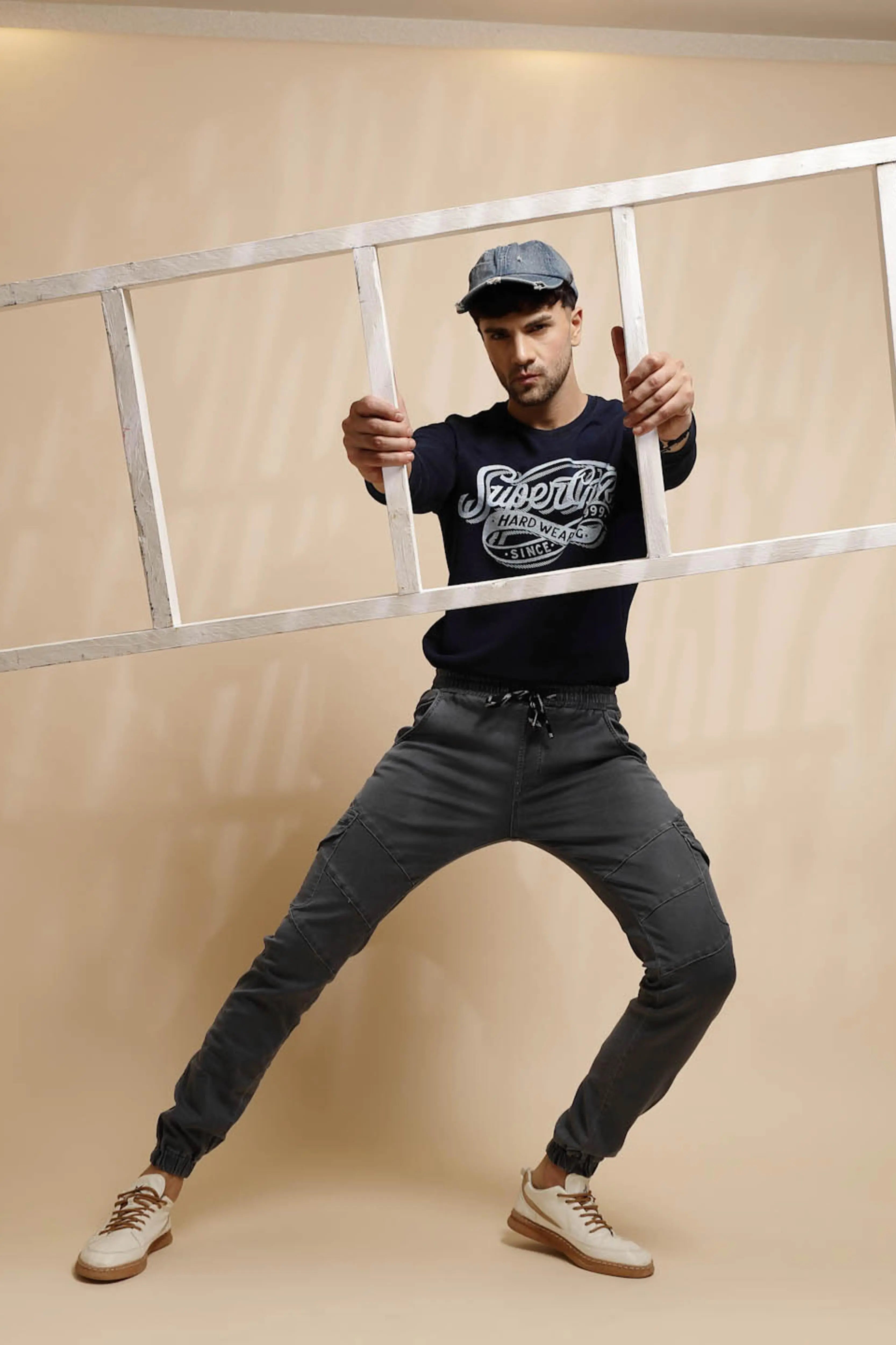 Grey Mid Rise Cotton Blend Jogger - Global Republic