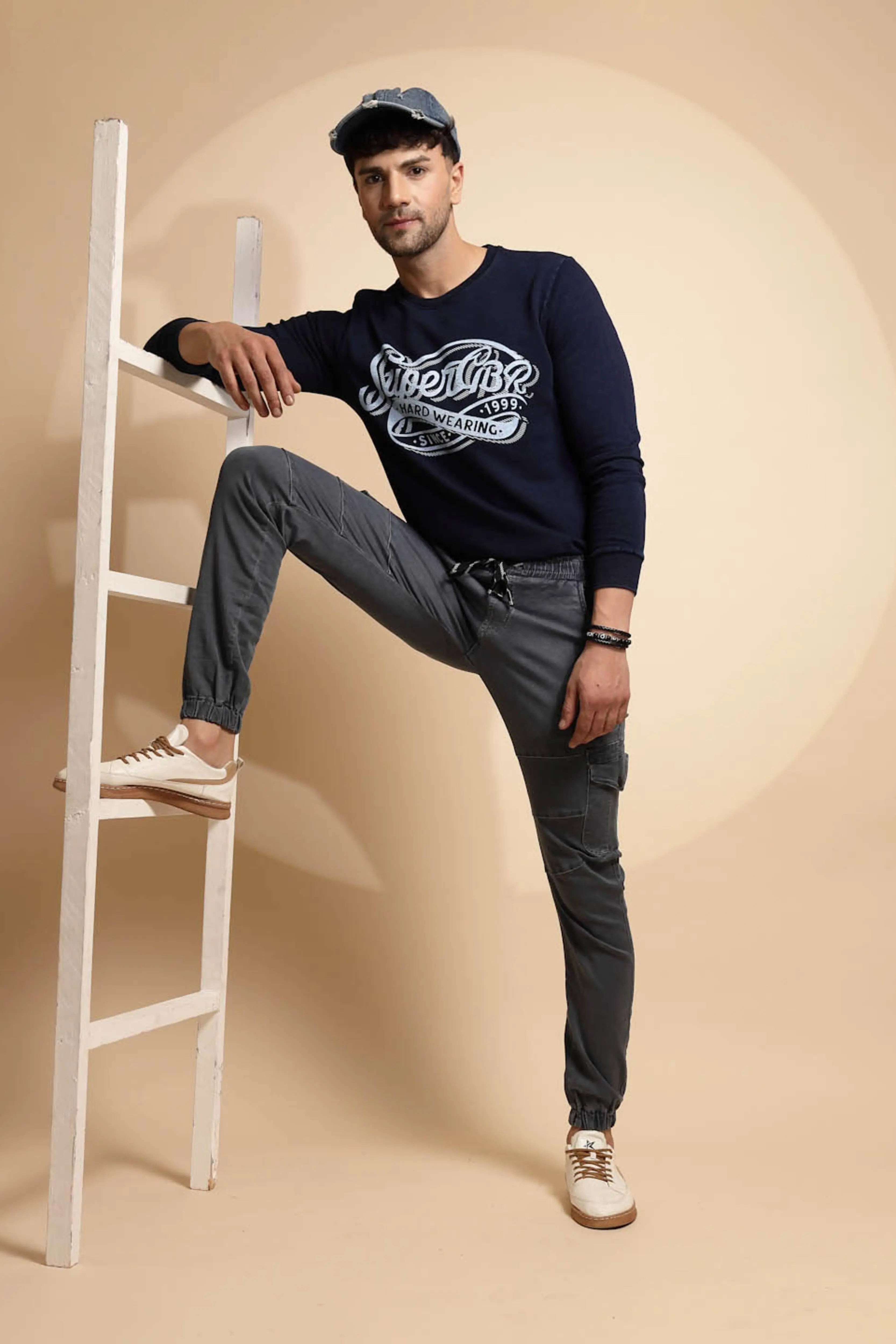 Grey Mid Rise Cotton Blend Jogger - Global Republic