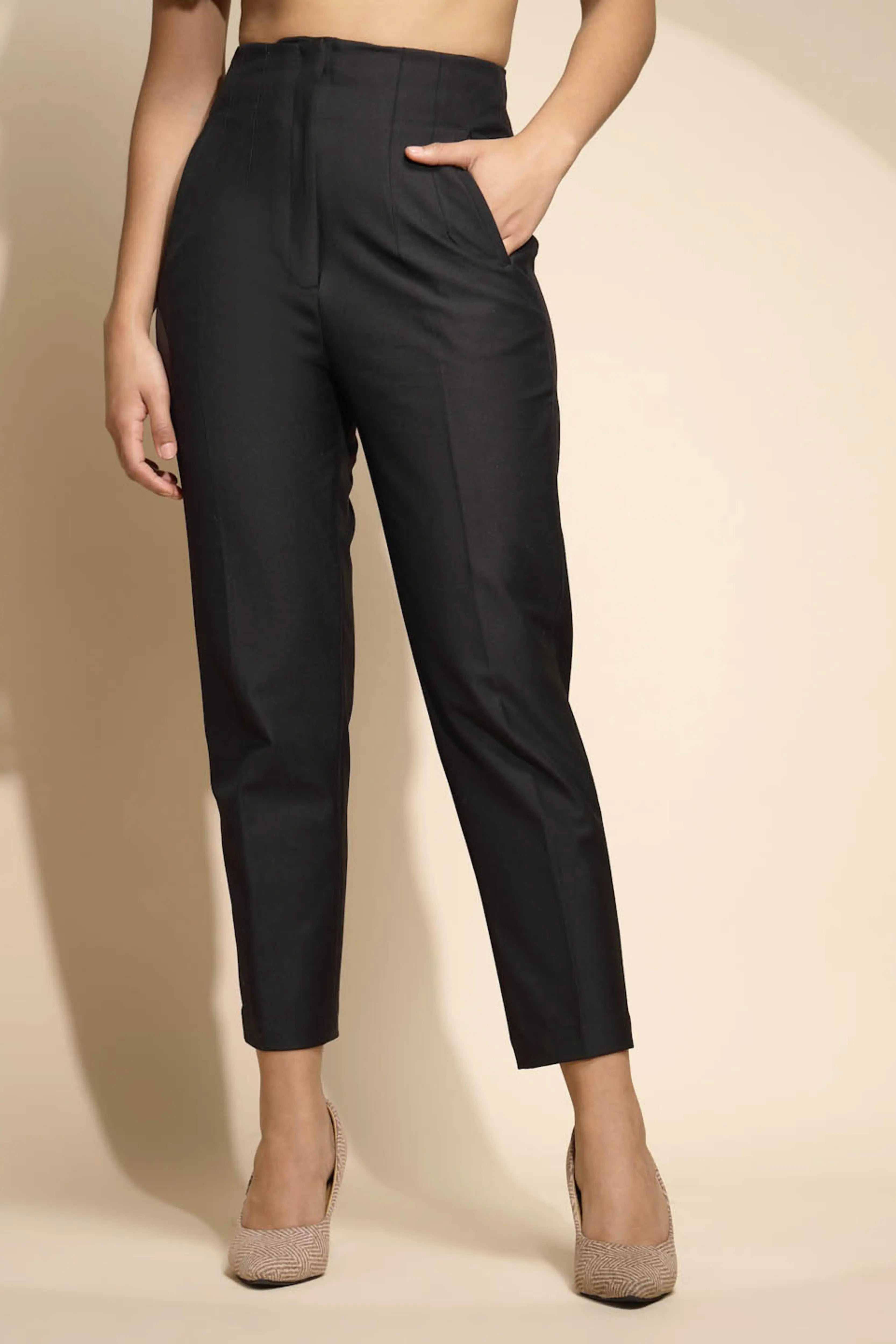 Black Solid  Trouser - Global Republic