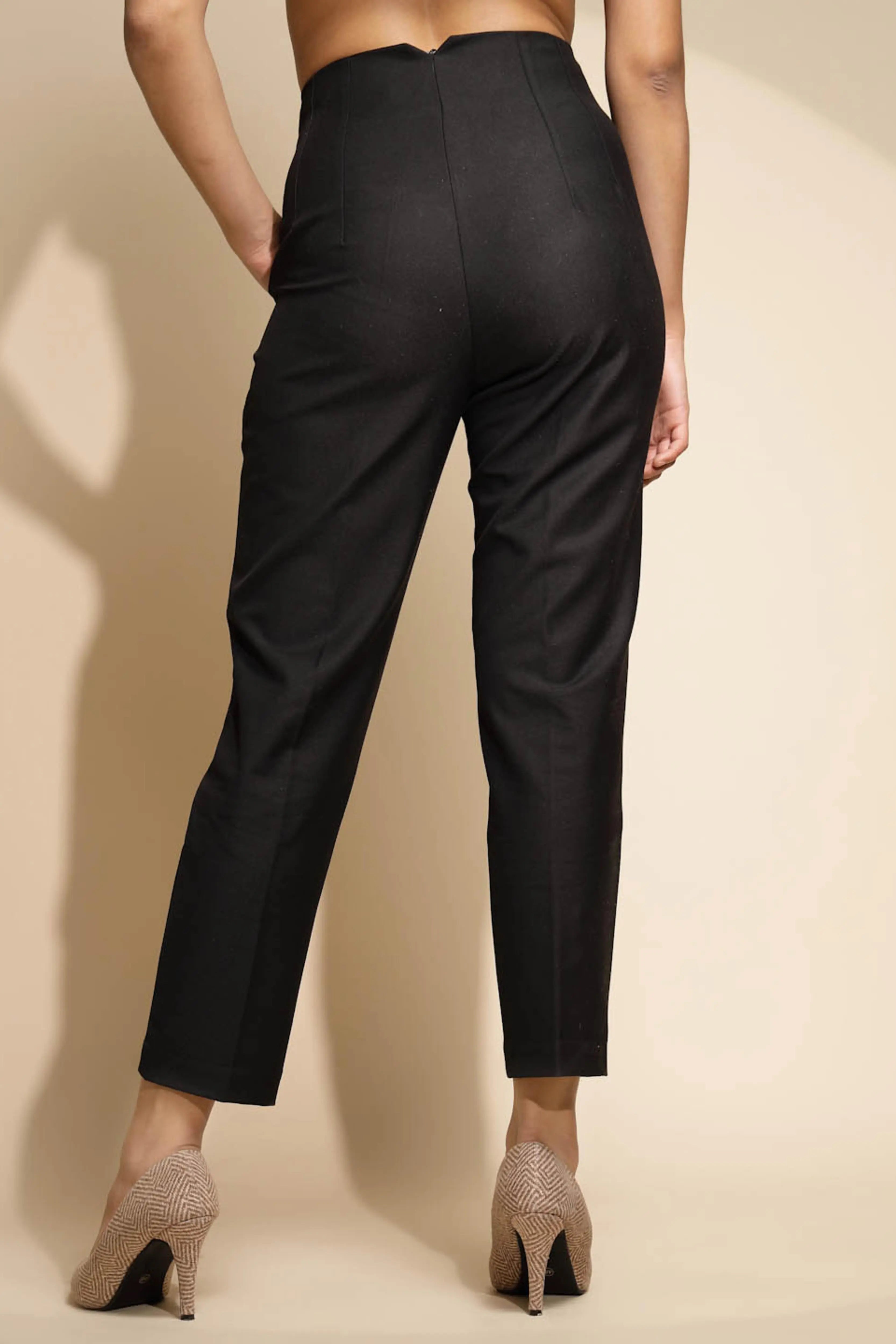 Black Solid Trouser - Global Republic