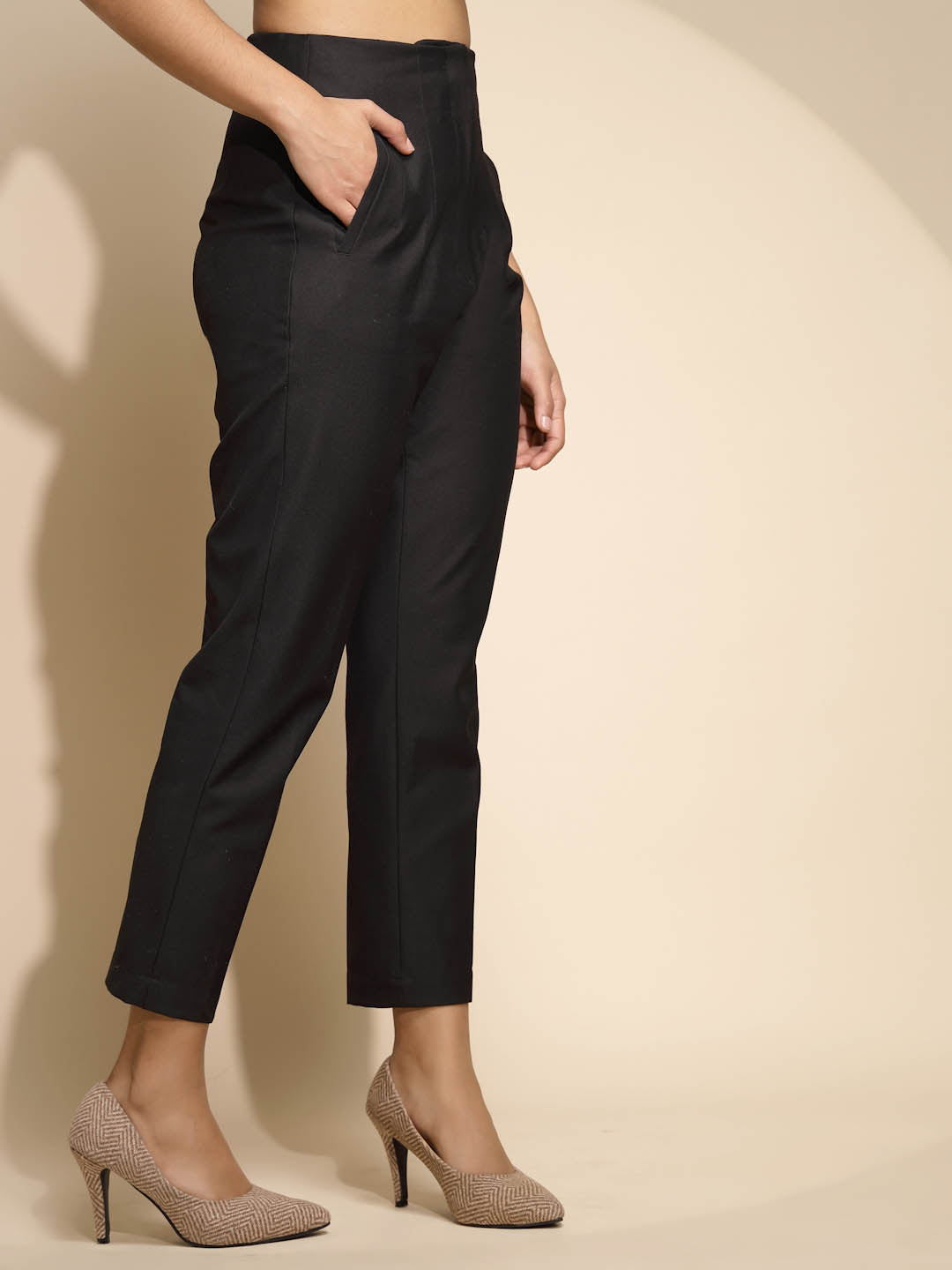 Black Solid Trouser - Global Republic