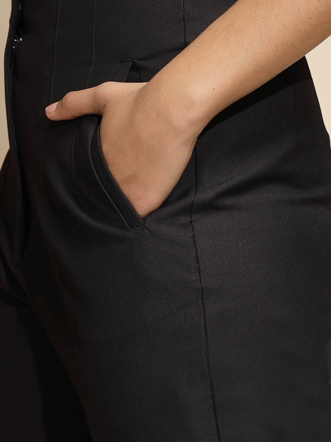 Black Solid Trouser - Global Republic