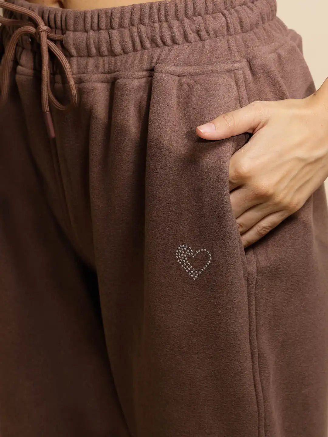 Women's Solid Turtle Neck Brown Co-ord Set - Global Republic