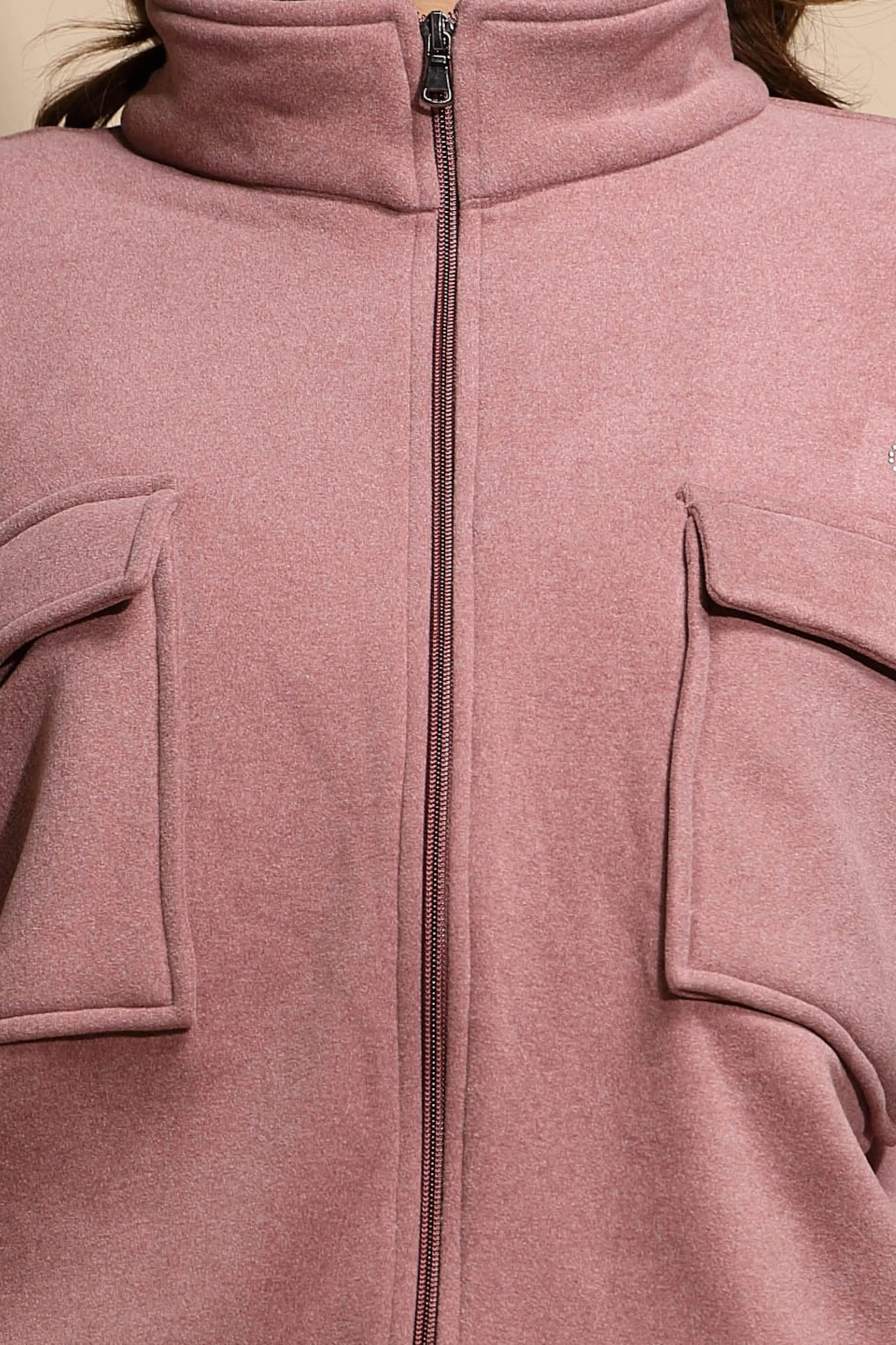 Women's Solid Turtle Neck Pink Co-ord Set - Global Republic