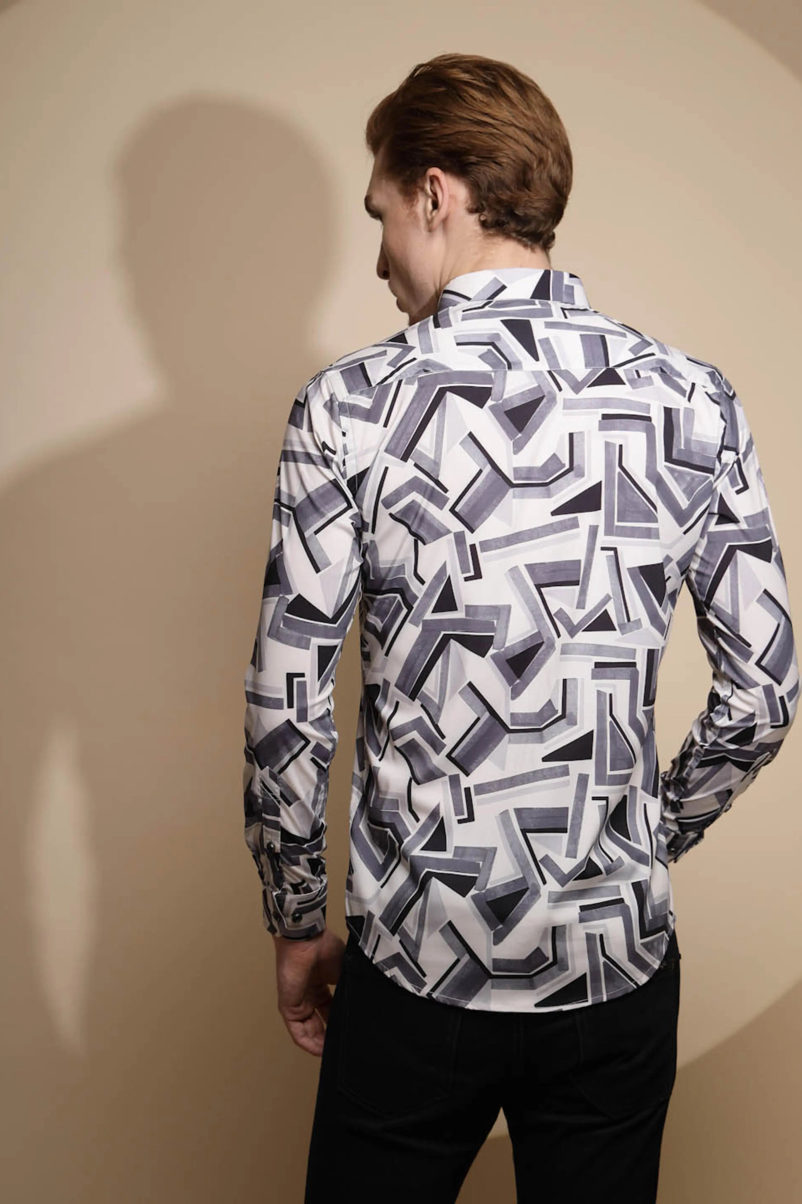 Black & White Satin Lycra Shirt - Global Republic