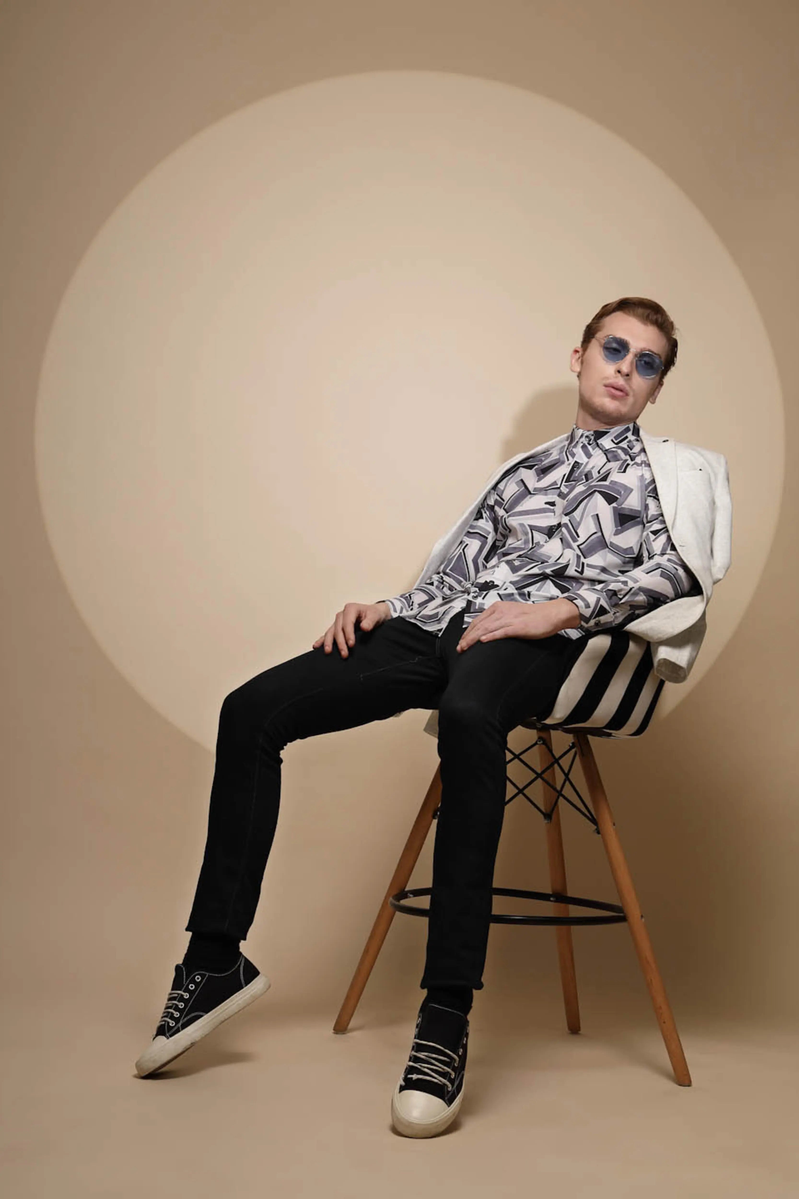 Black & White Satin Lycra Shirt