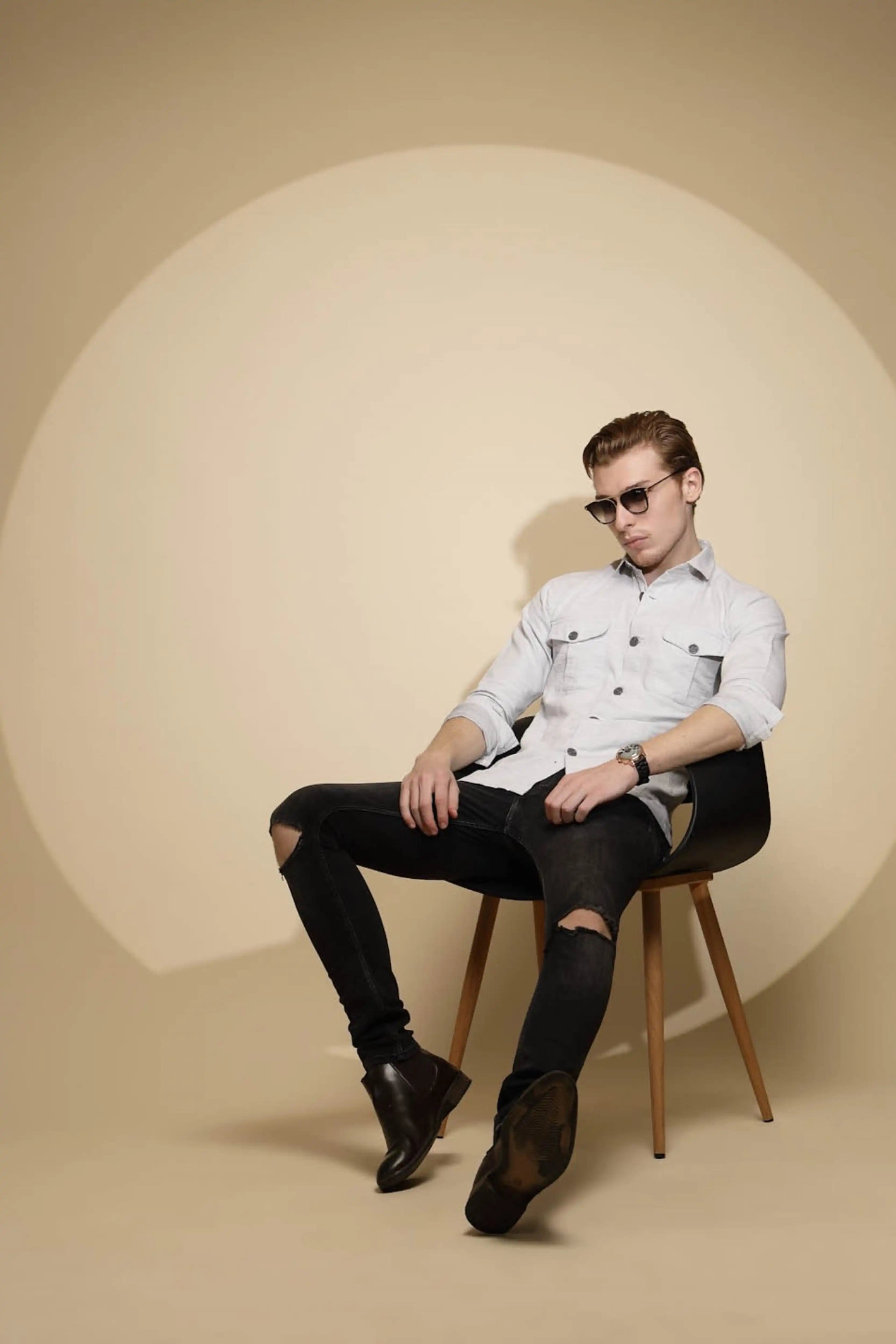 Grey Solid Cotton Shacket