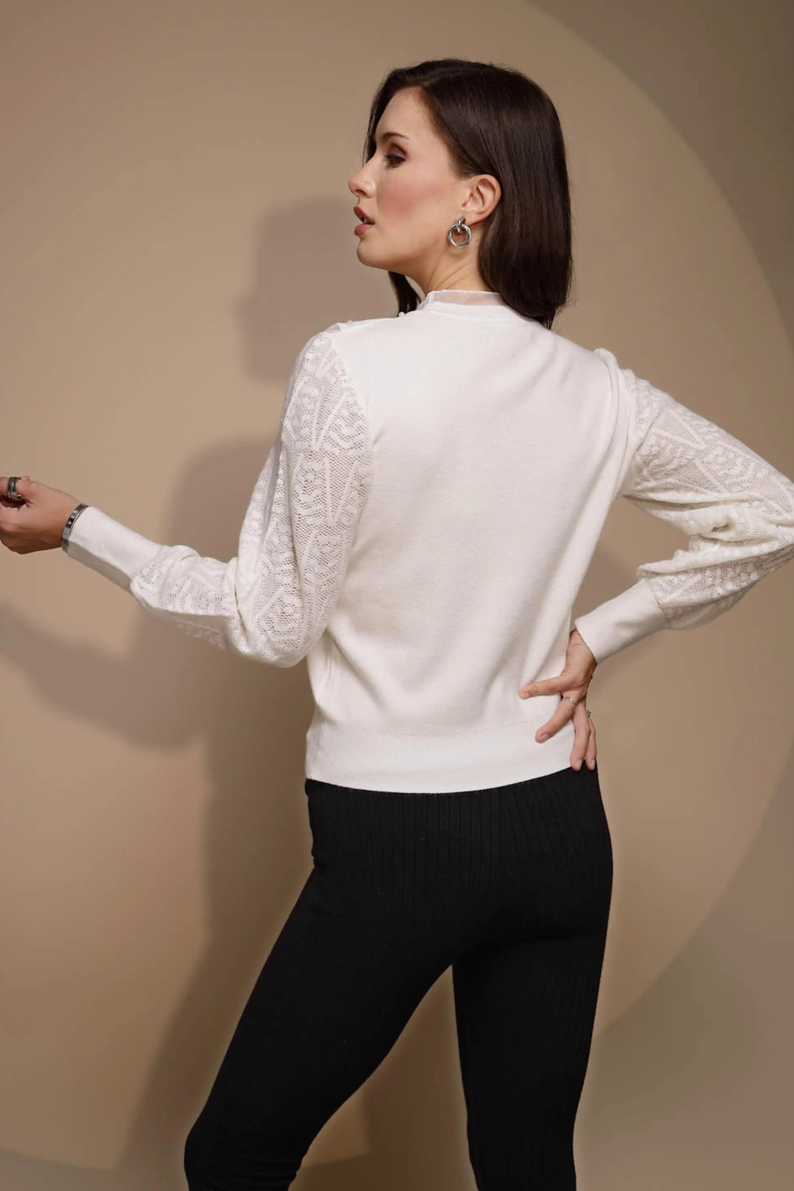 White Solid Turtleneck Acrylic Pullover - Global Republic