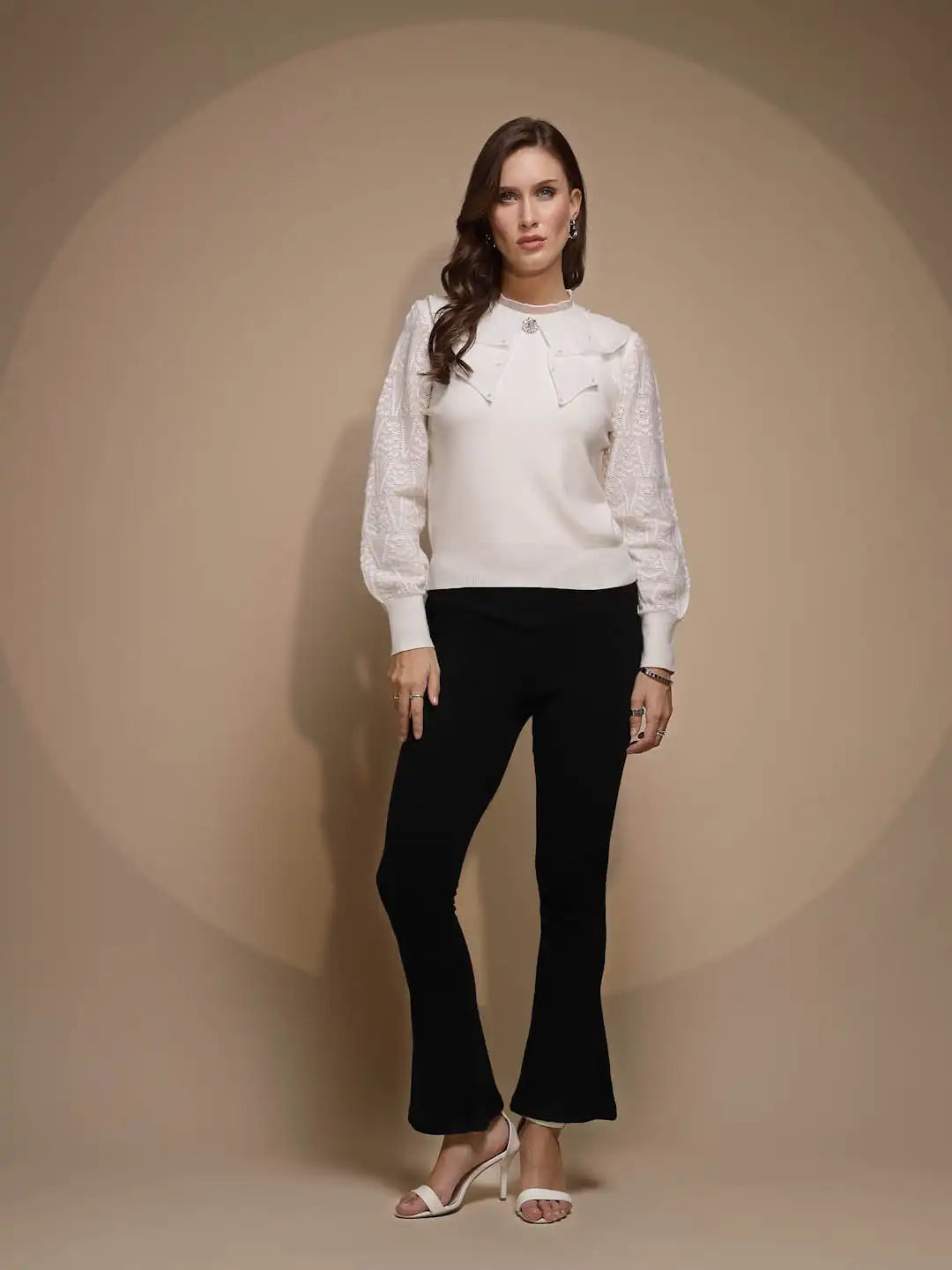 White Solid Turtleneck Acrylic Pullover - Global Republic