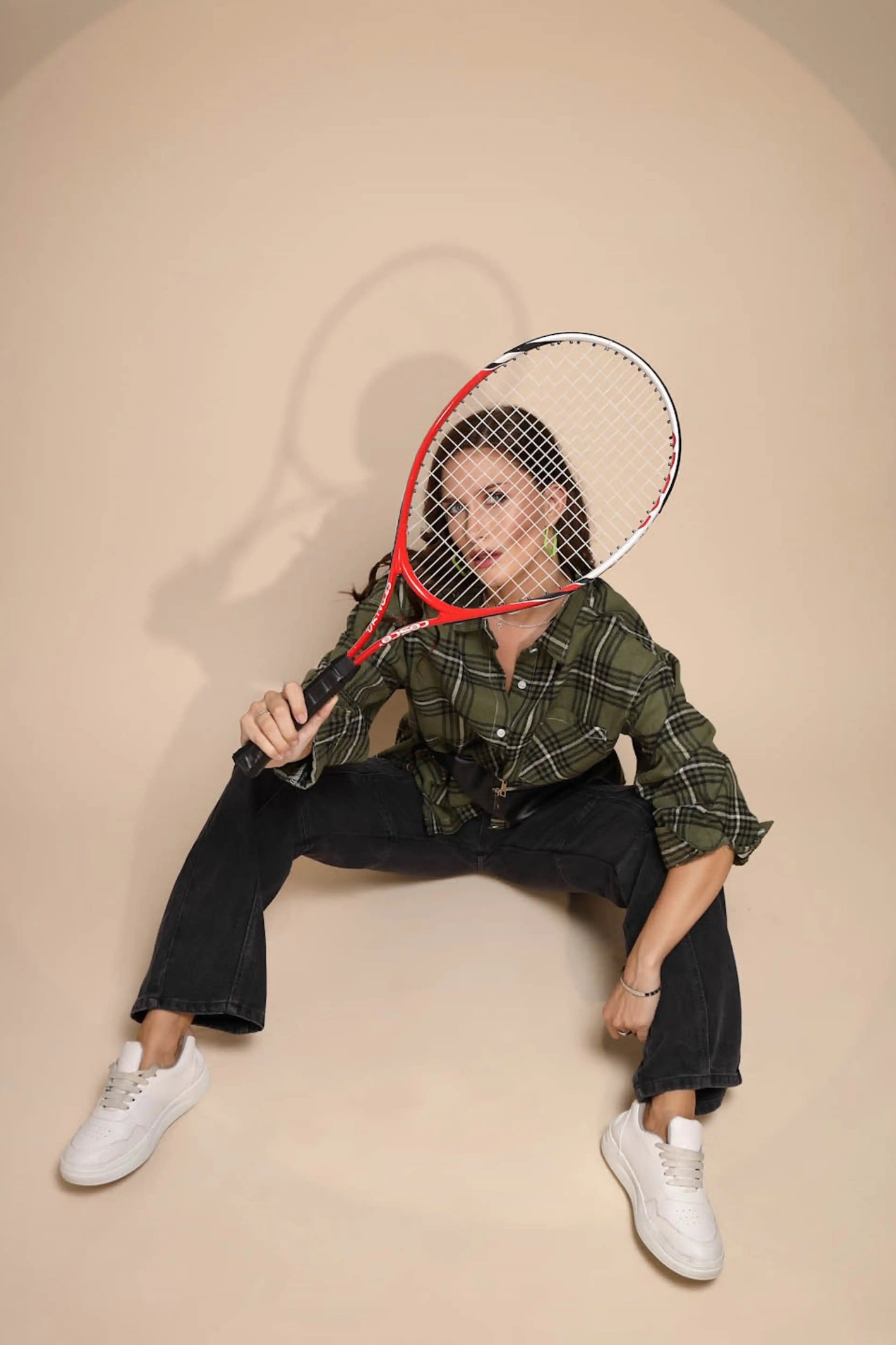 Green Check Loose Cotton Shirt