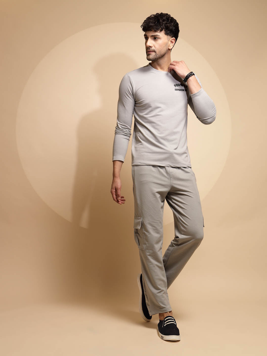 Beige Solid Cotton Blend Night Set - Global Republic