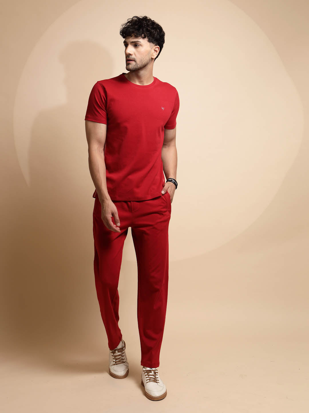 Maroon Solid Round Neck Night Sets - Global Republic