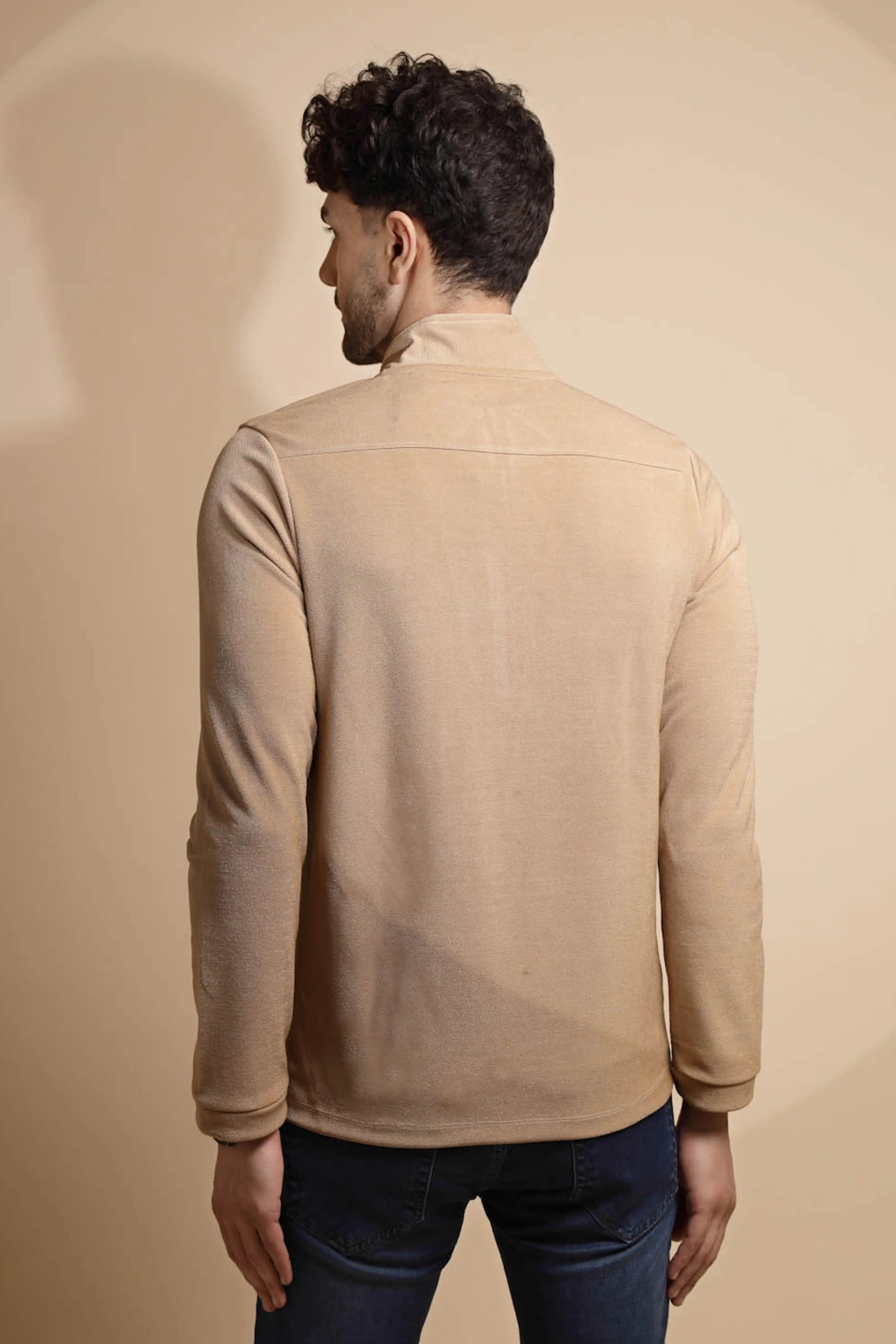 Beige Solid ester T-Shirt - Global Republic