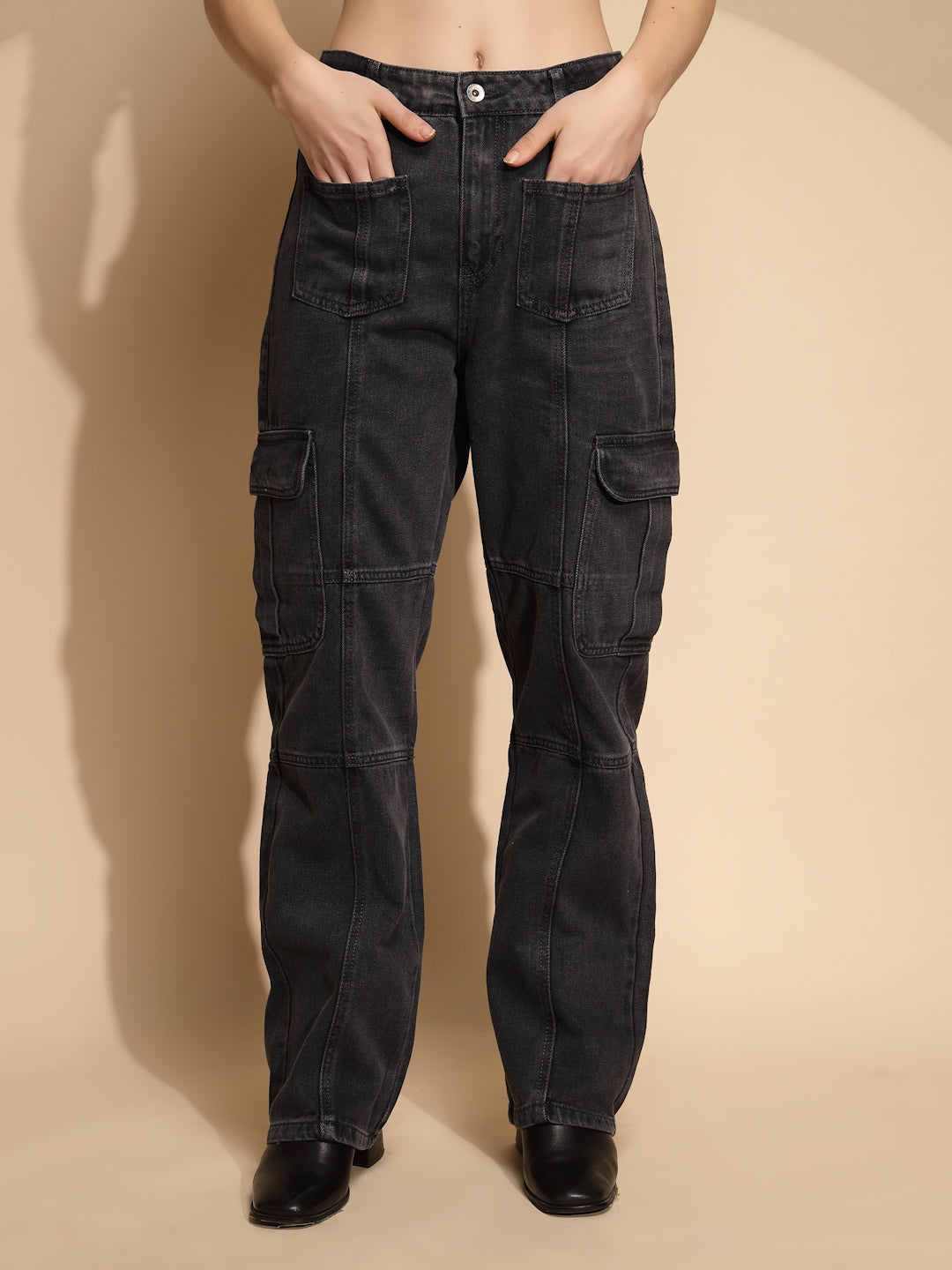 Cotton Blend Straight Fit Jeans - Global Republic