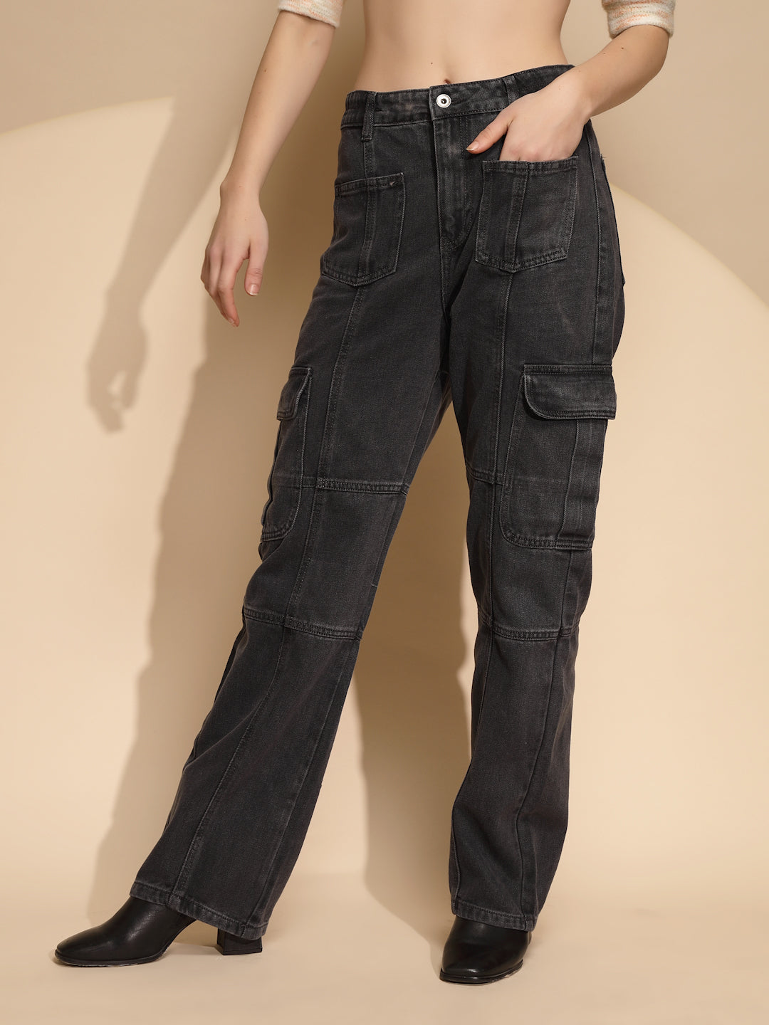 Cotton Blend Straight Fit Jeans - Global Republic