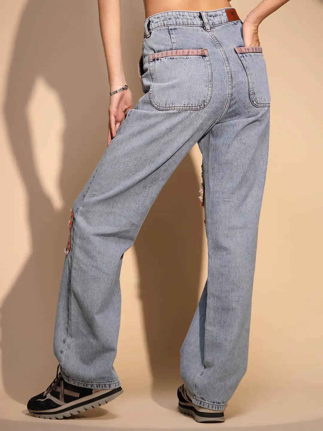 Blue Cotton Blend Relaxed Fit Jeans - Global Republic