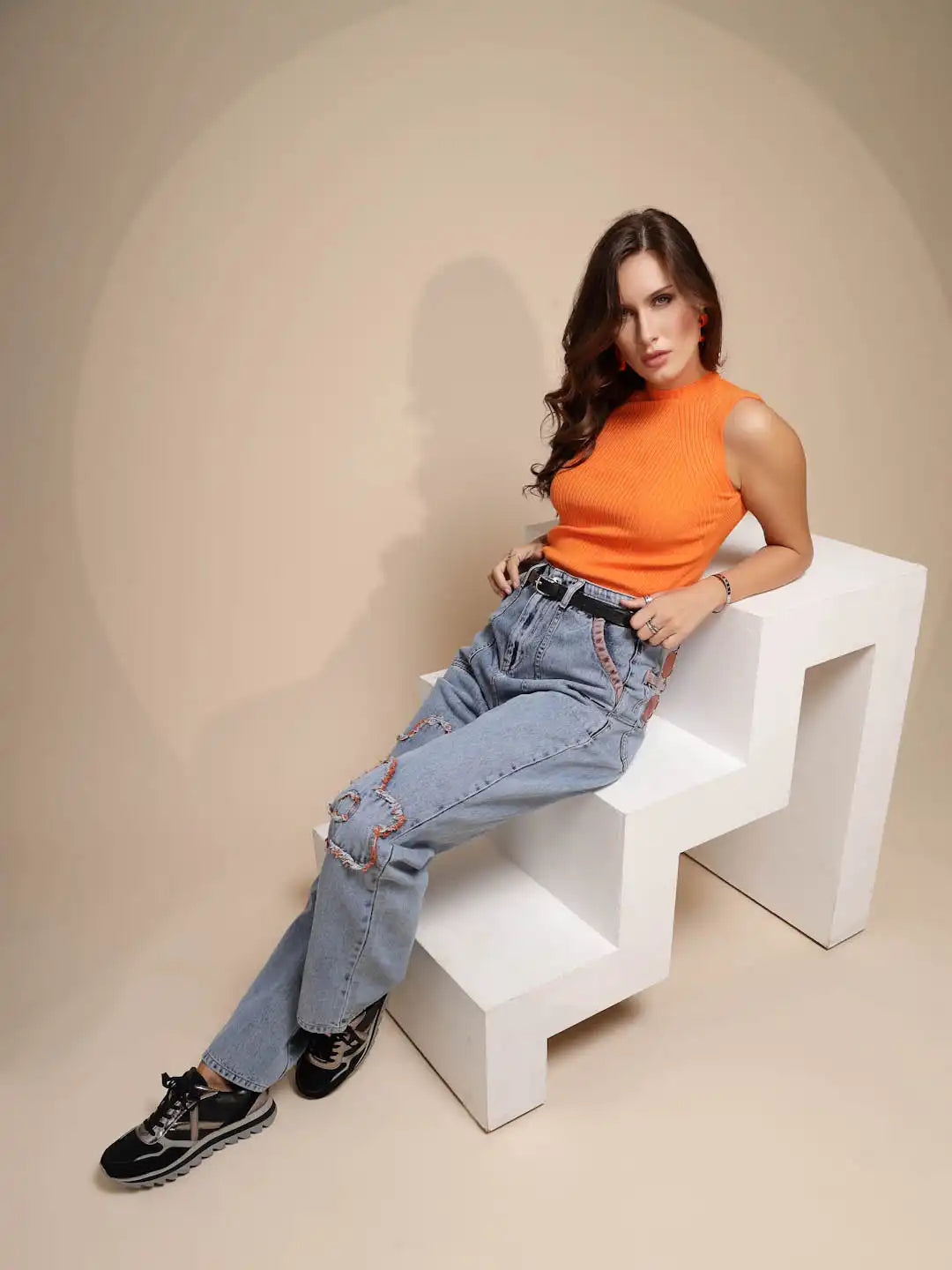 Blue Cotton Blend Relaxed Fit Jeans - Global Republic