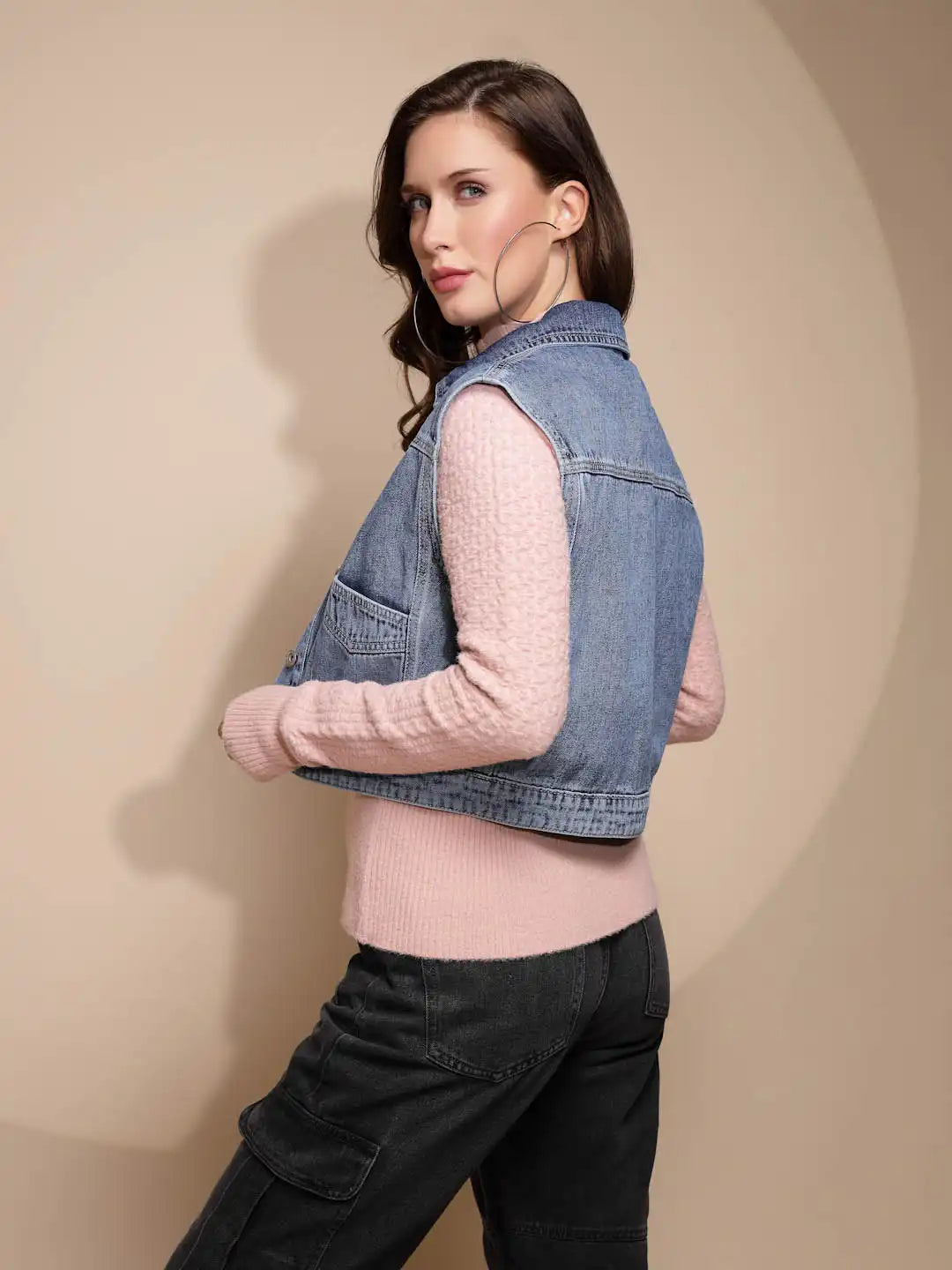 Blue Sleeveless Denim Jacket - Global Republic