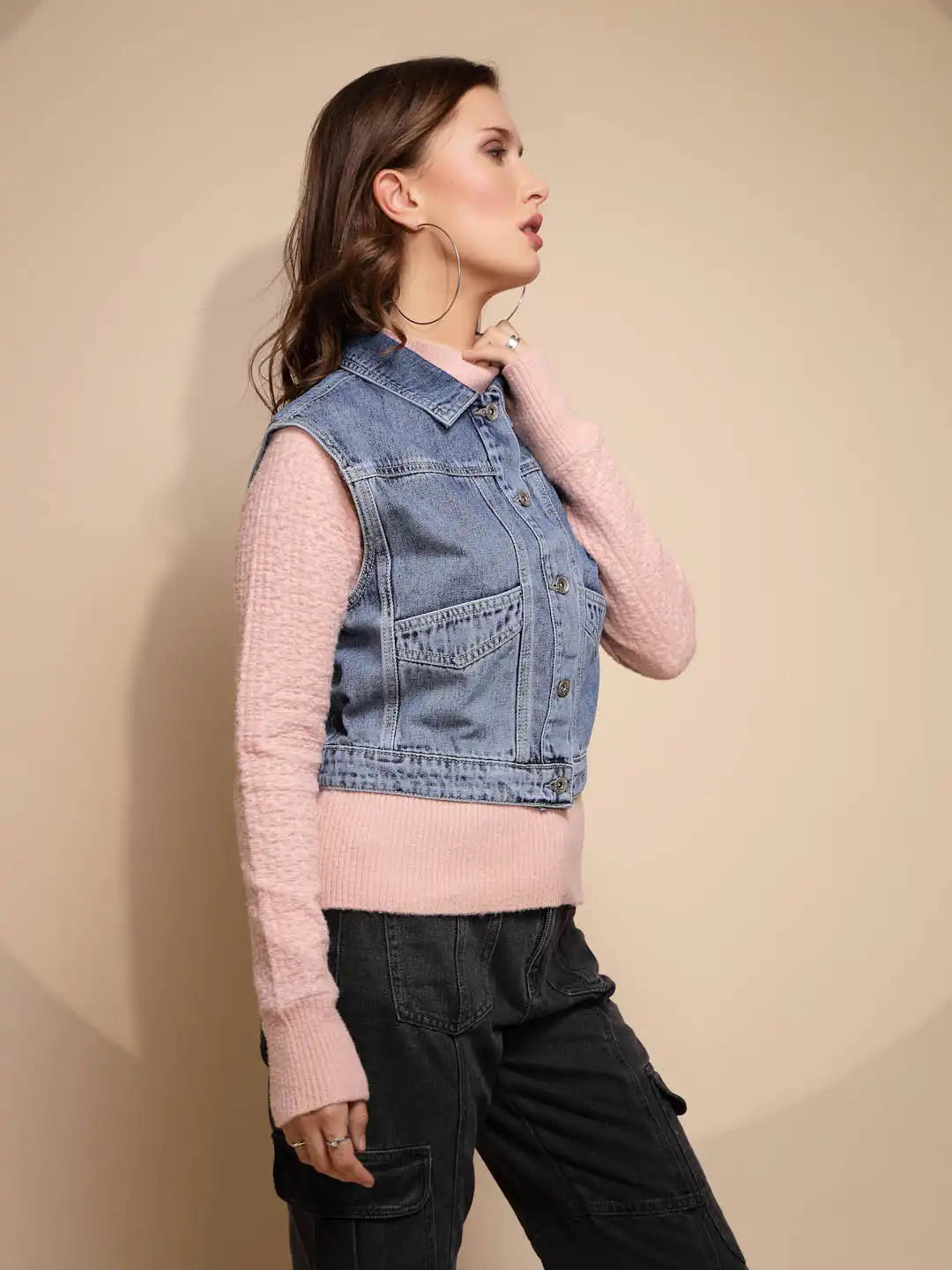 Blue Sleeveless Denim Jacket - Global Republic