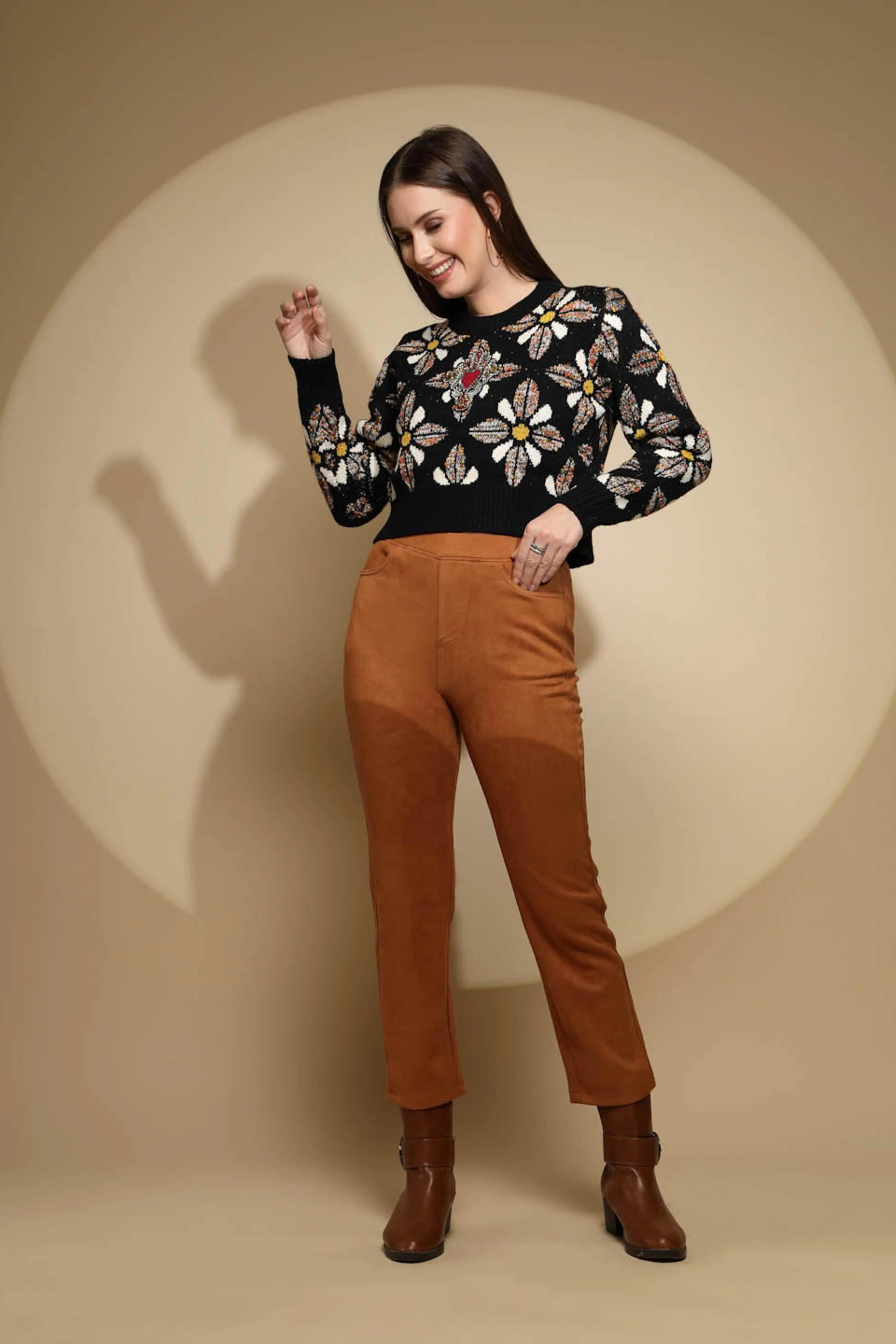 Black Embellished Jacquard Sweater - Global Republic