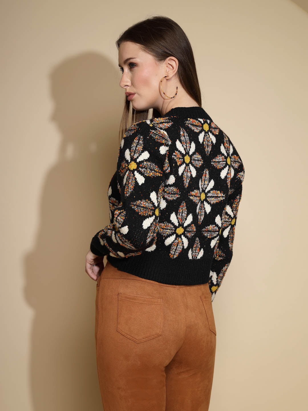Black Embellished Jacquard Sweater - Global Republic