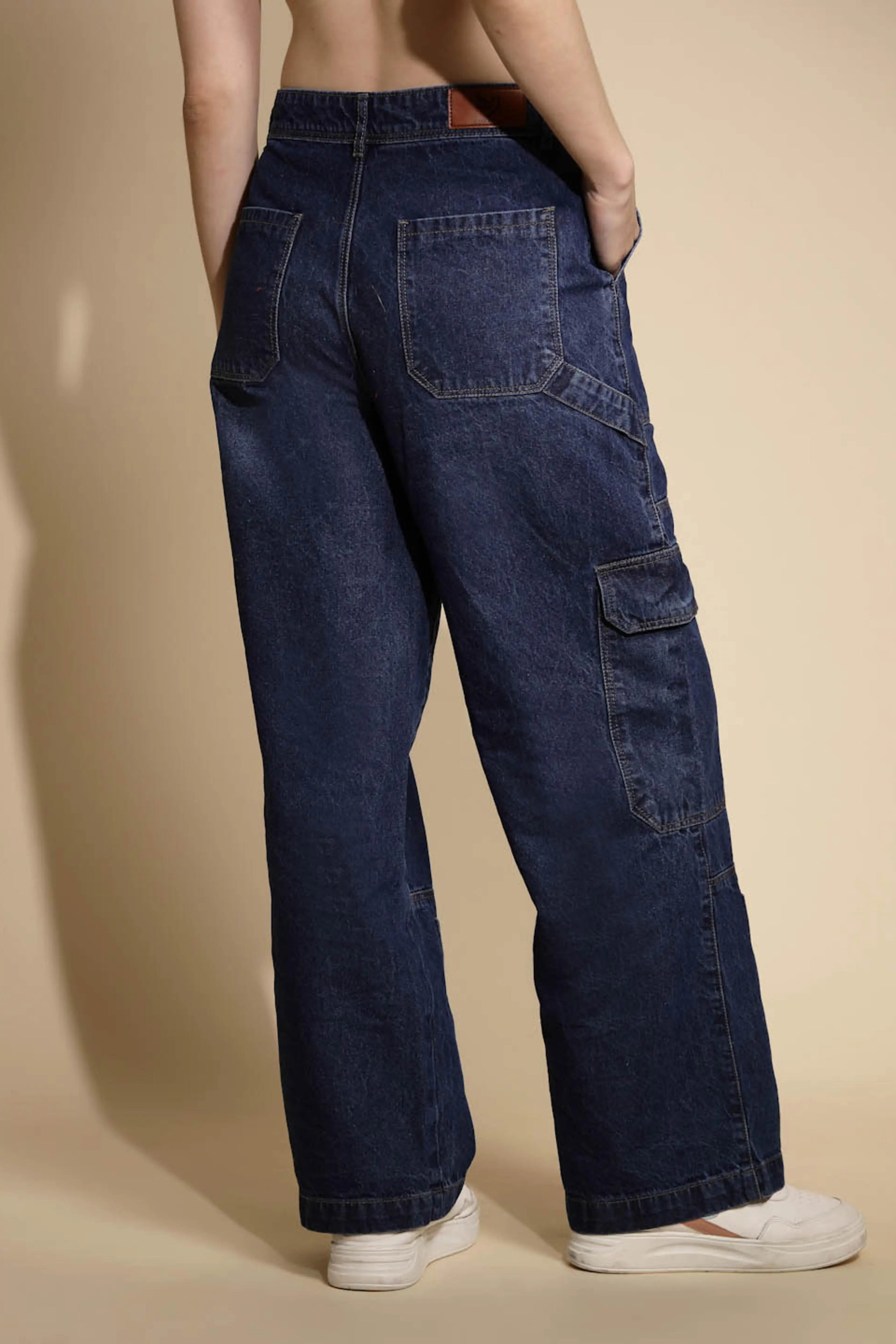 Blue Solid Boyfriend Fit Mid Rise jeans - Global Republic