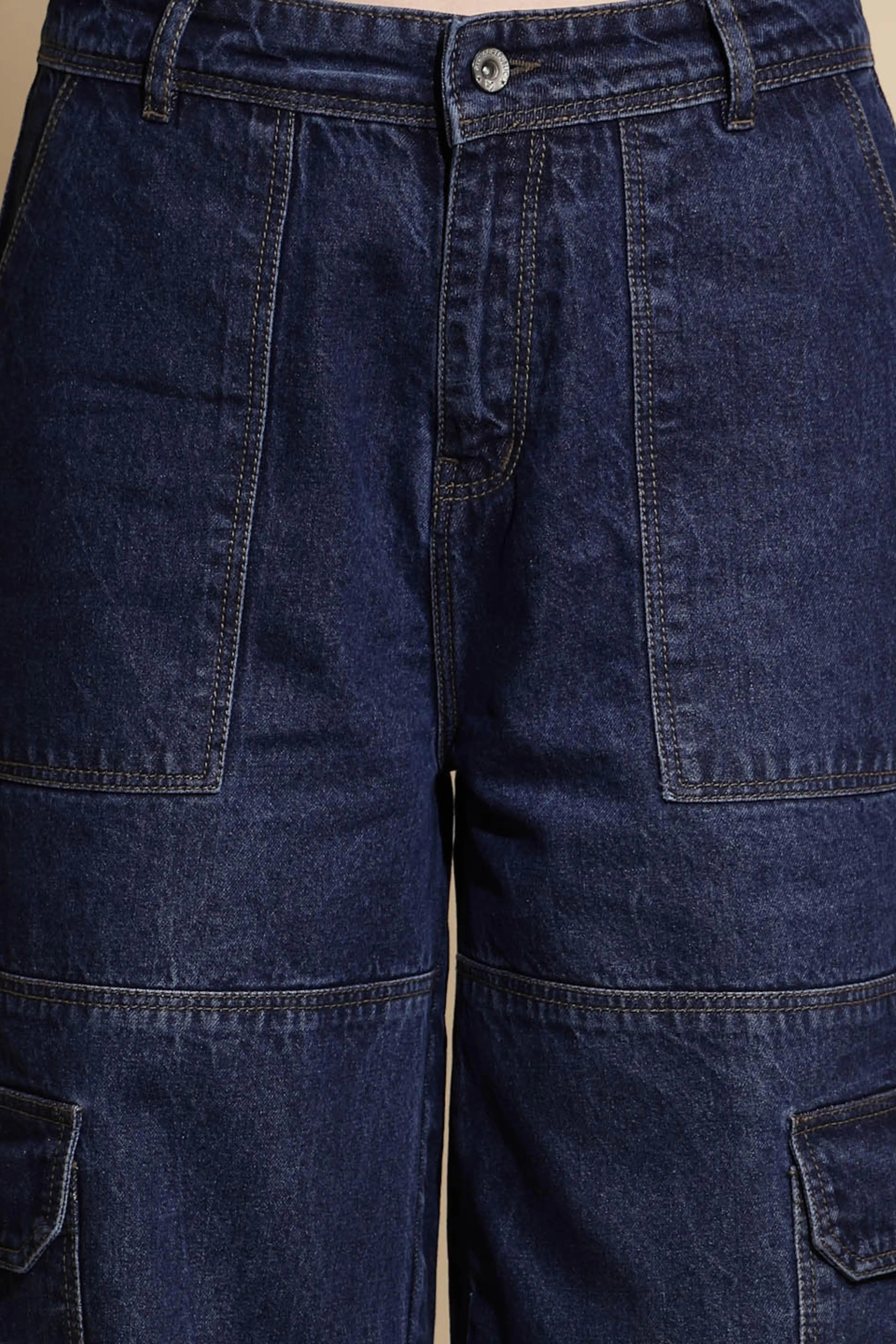 Blue Solid Boyfriend Fit Mid Rise jeans - Global Republic