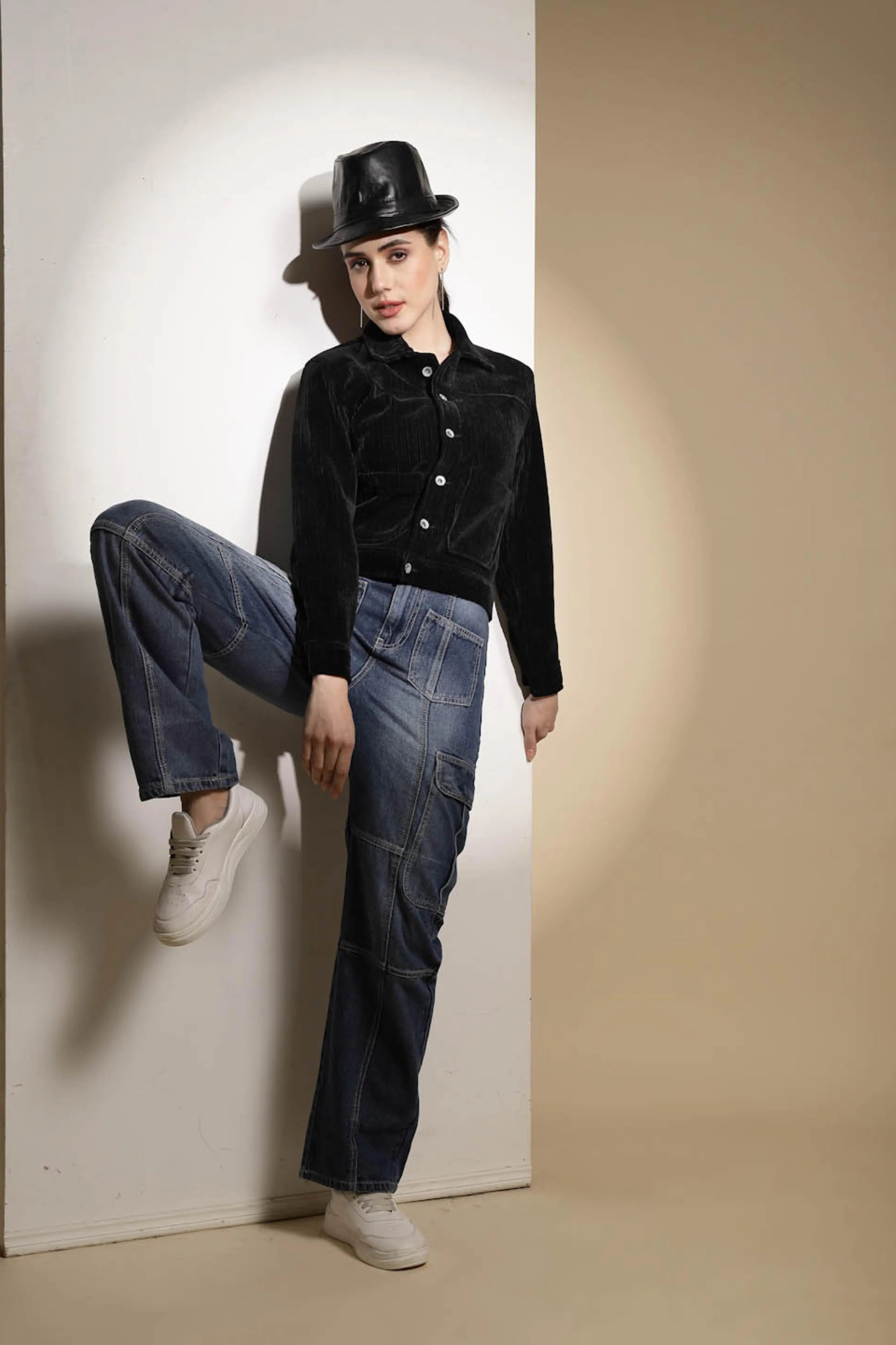 Black Corduroy Suede Jacket - Global Republic