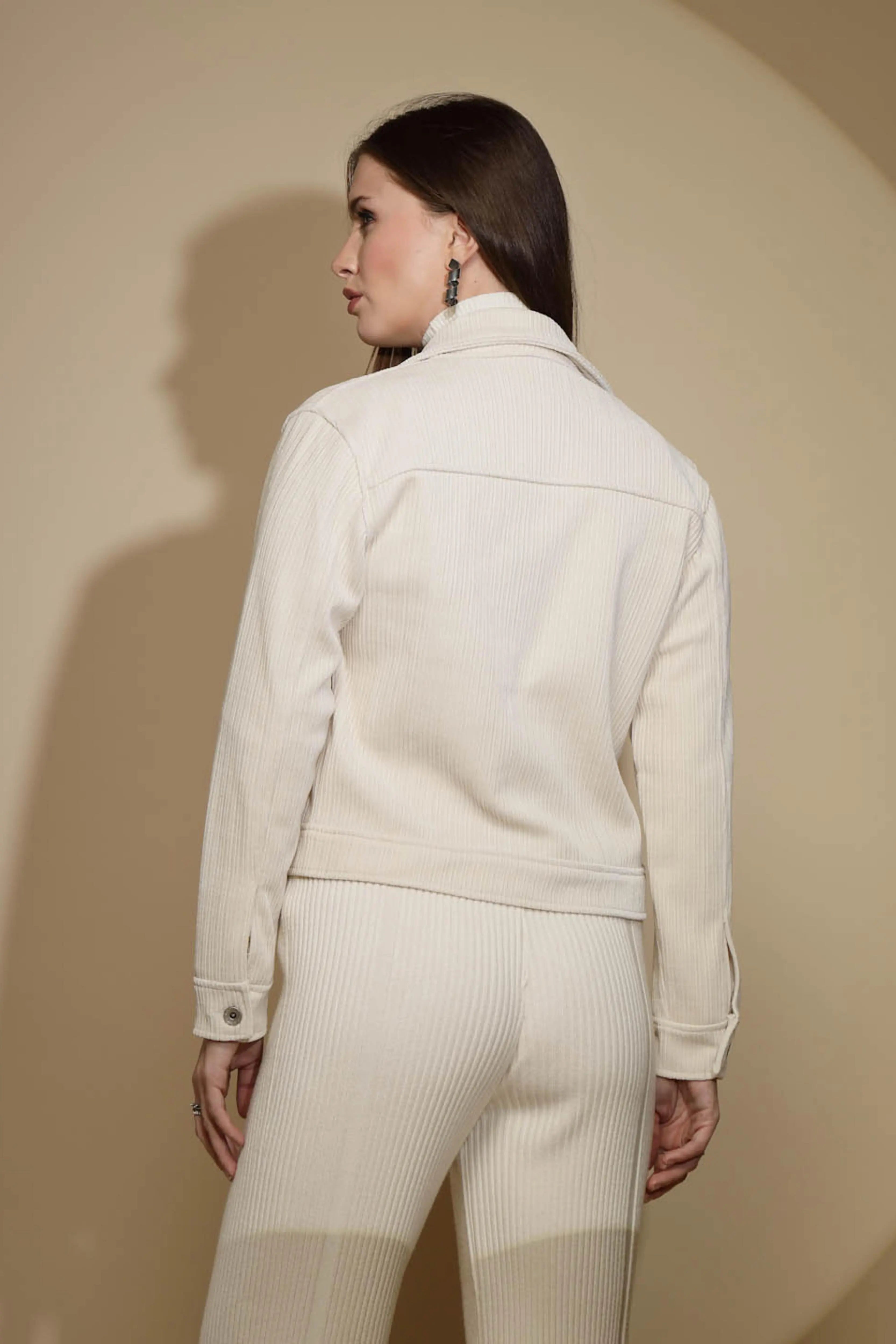 Beige Corduroy Suede Jacket - Global Republic