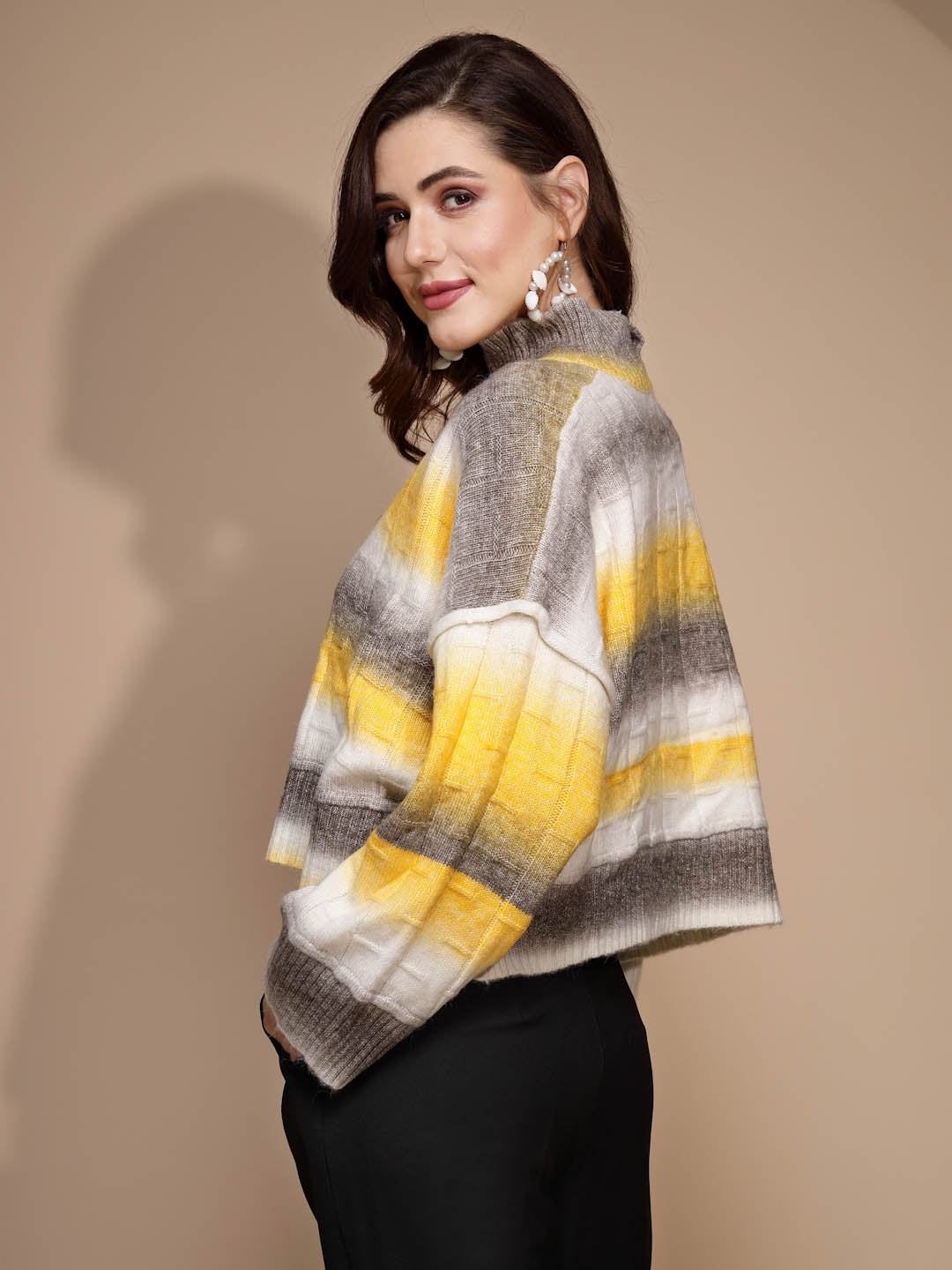 Yellow Solid Acrylic Pullover - Global Republic