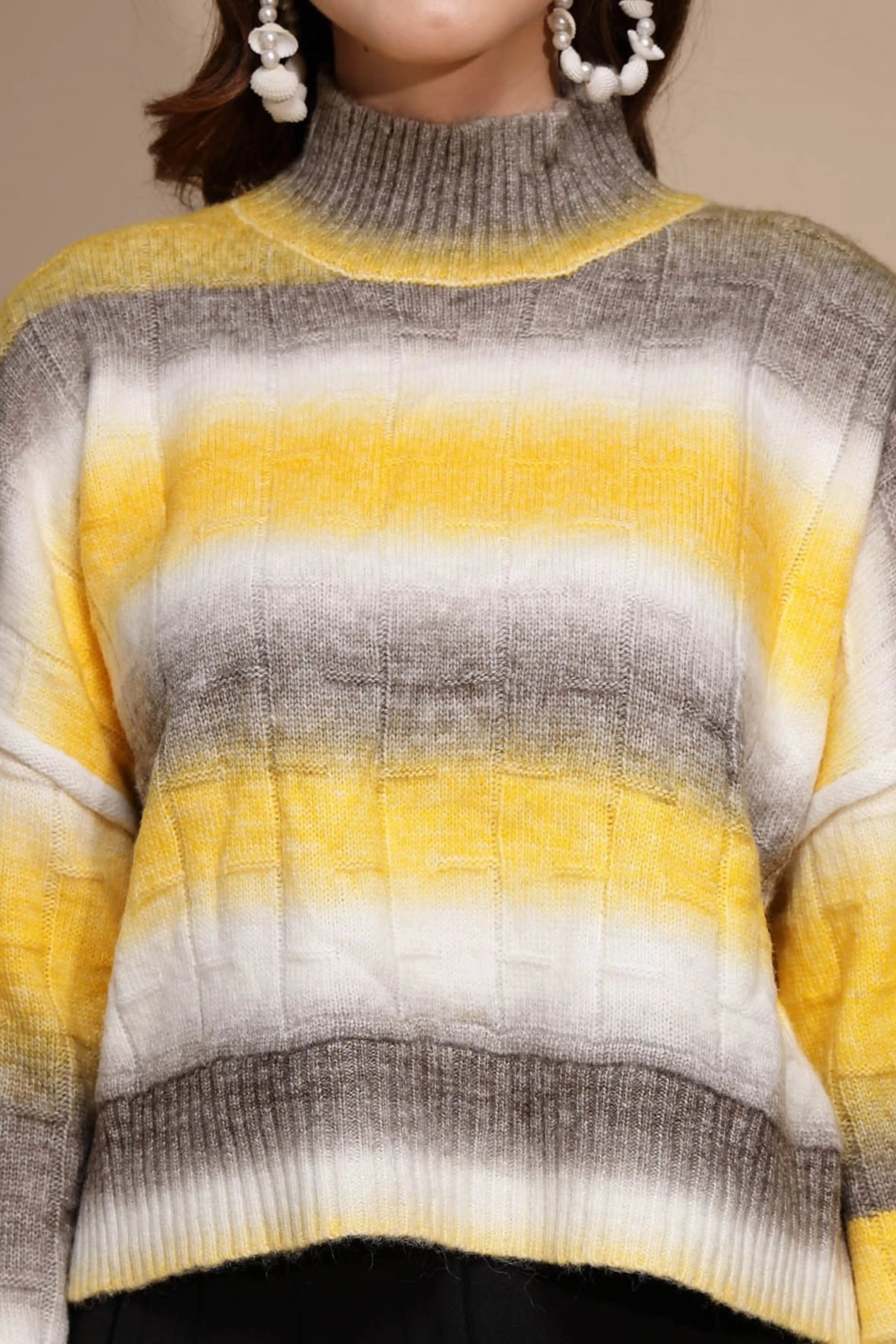Yellow Solid Acrylic Pullover
