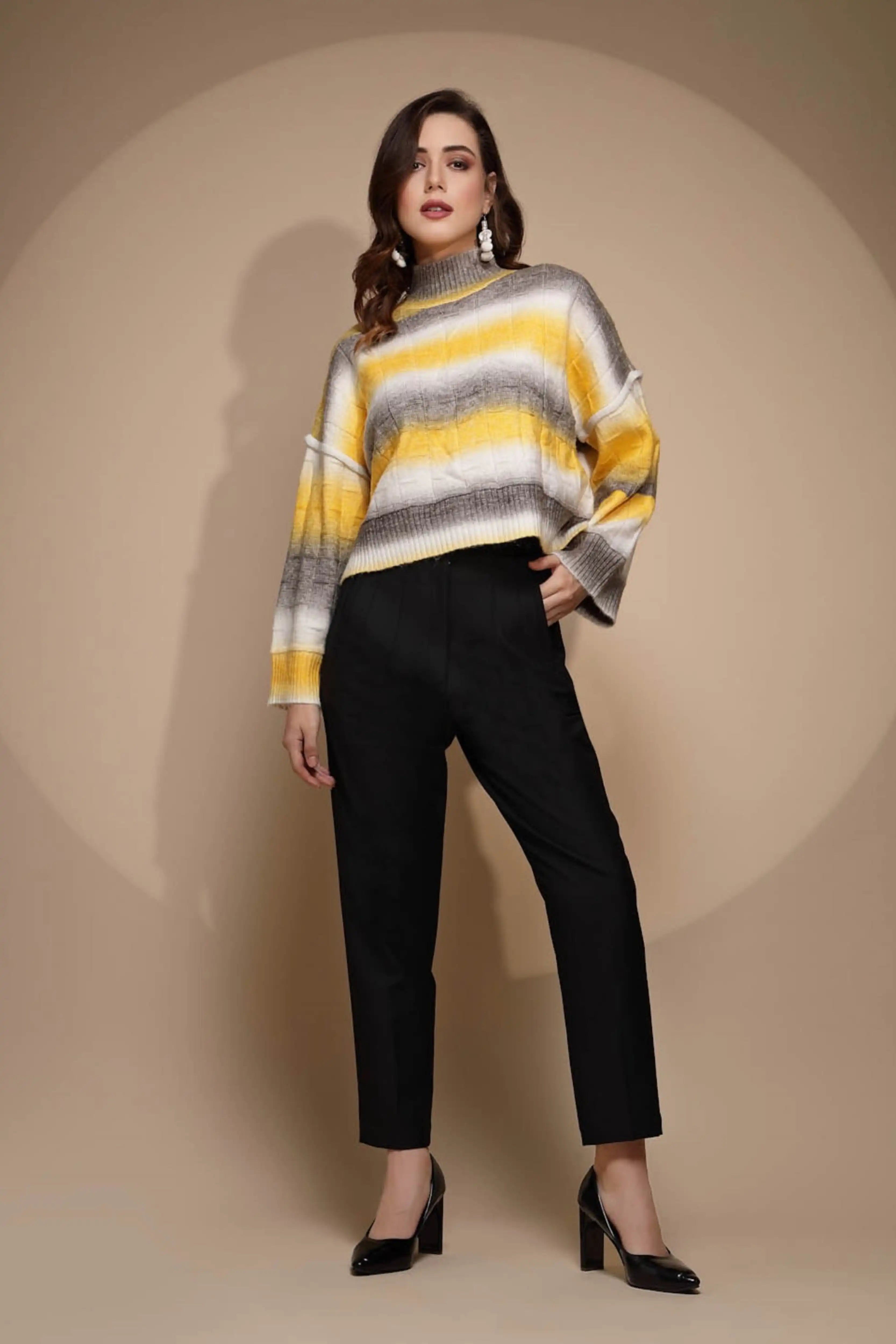Yellow Solid Acrylic Pullover