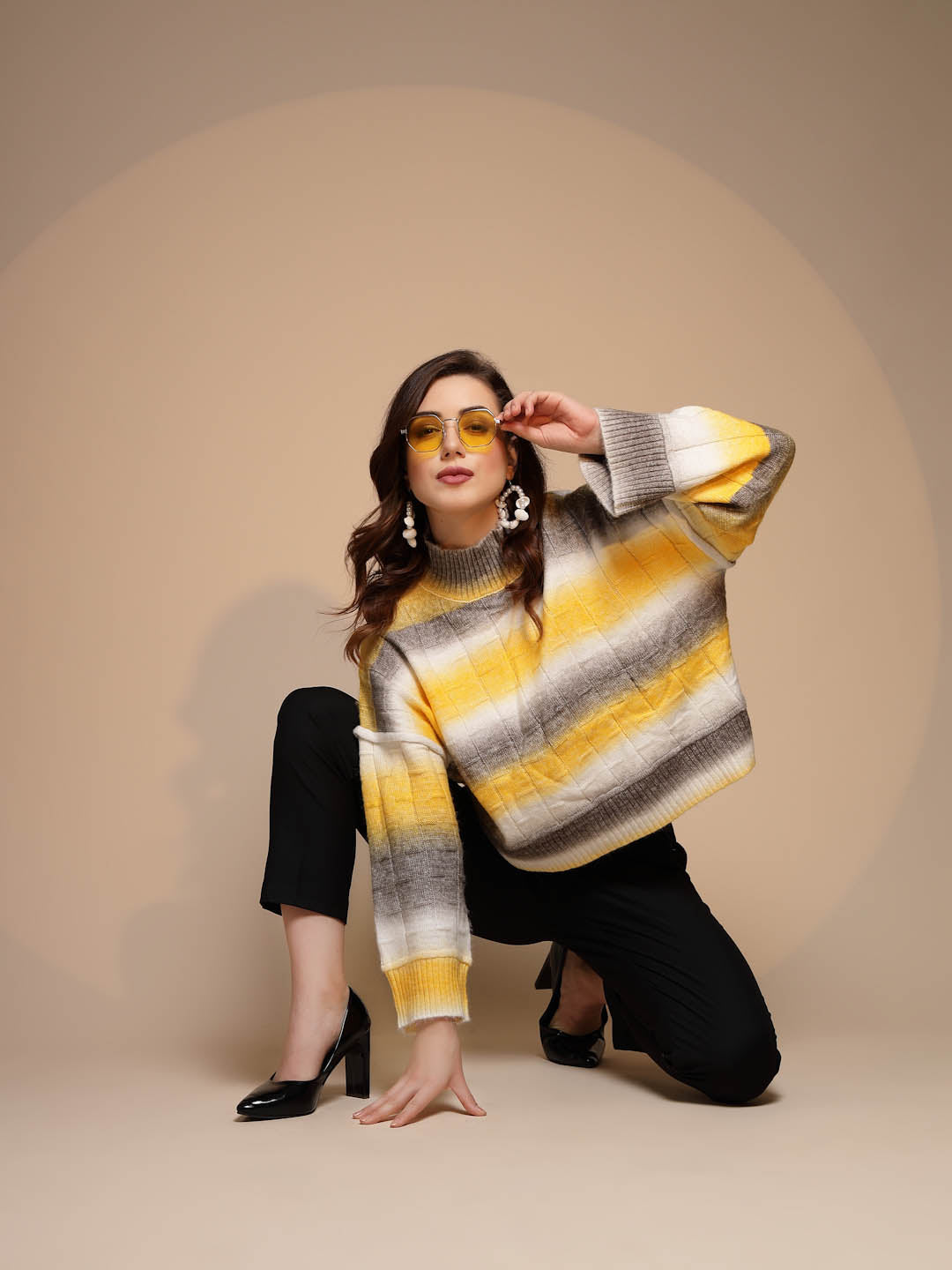 Yellow Solid Acrylic Pullover - Global Republic